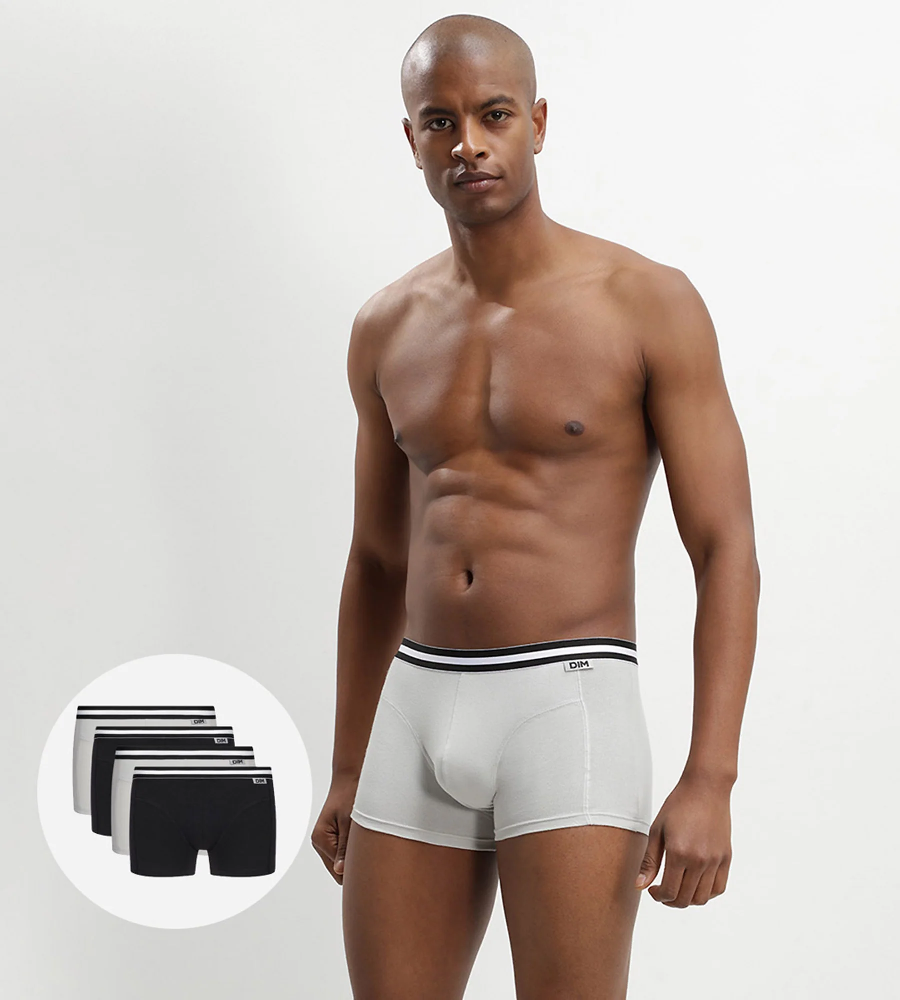 Lot de 4 boxers noirs et gris ECODIM Coton