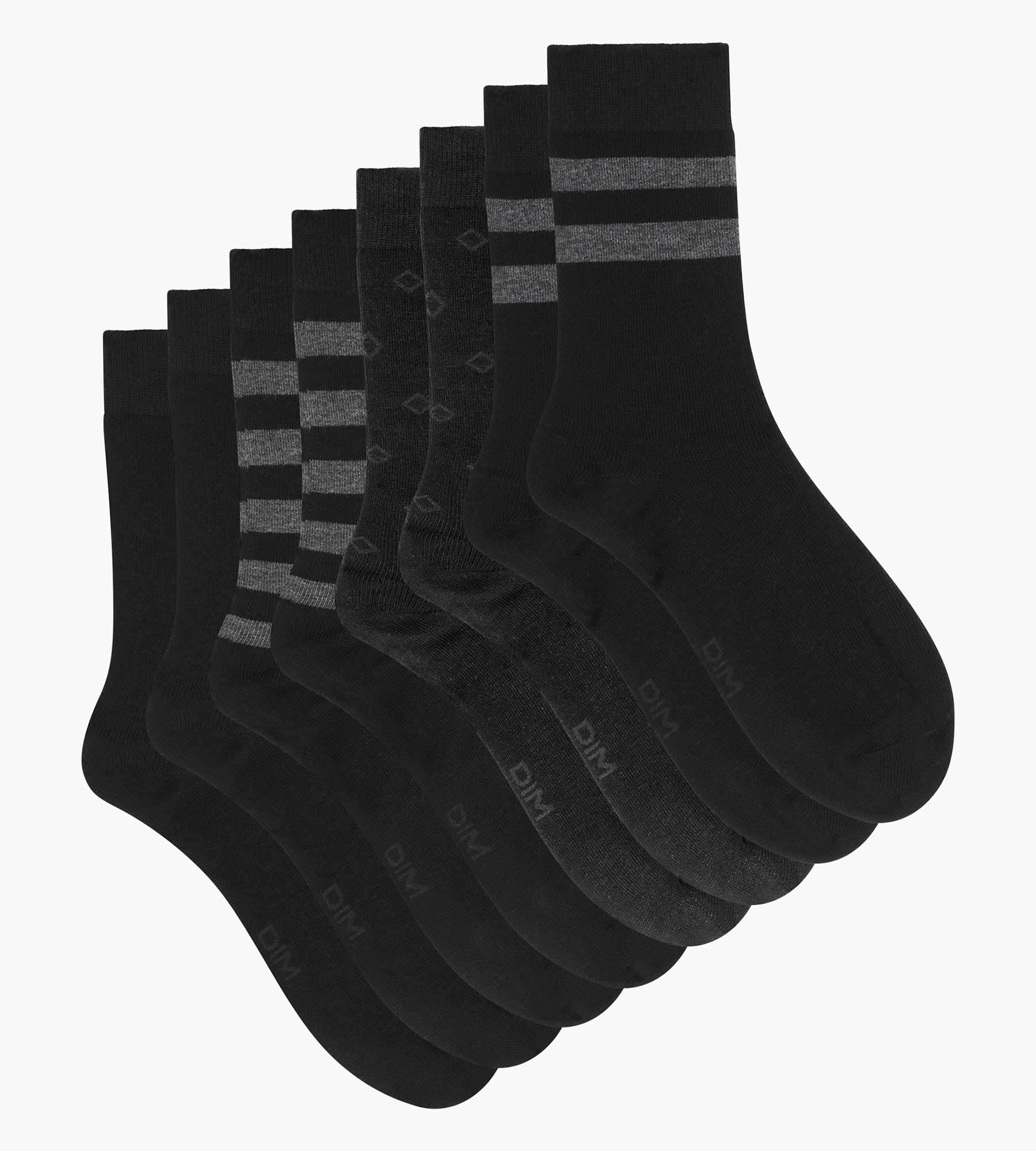 Lot de 4 paires de chaussettes homme en coton rayé Noir EcoDim Style - Image 2