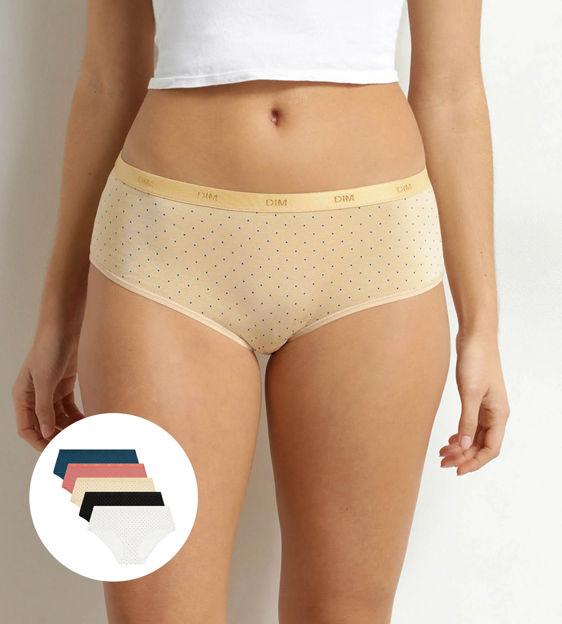 Lot de 5 boxers femme coton stretch à pois Les Pockets