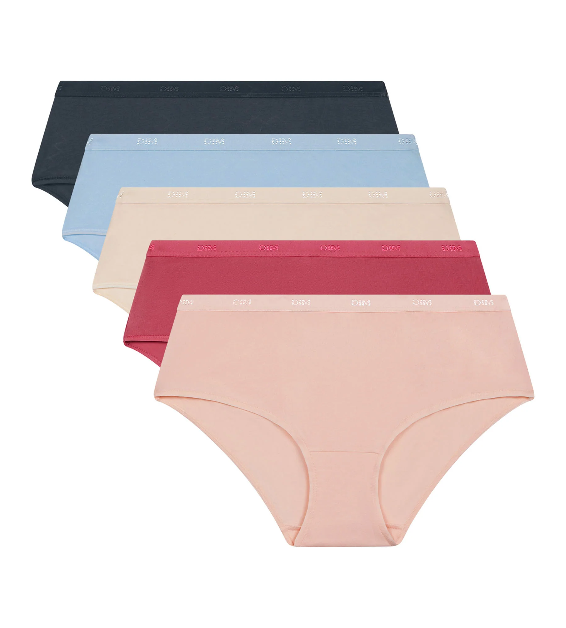 Lot de 5 boxers femme coton stretch Bleu Beige Rose Les Pockets Ecodim - Image 5
