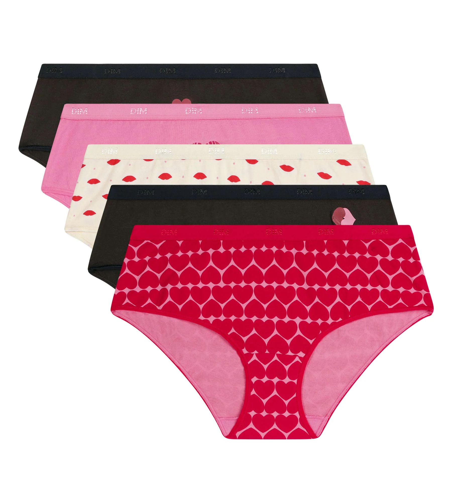 Lot de 5 boxers femme coton stretch motif cœur Les Pockets - Image 5