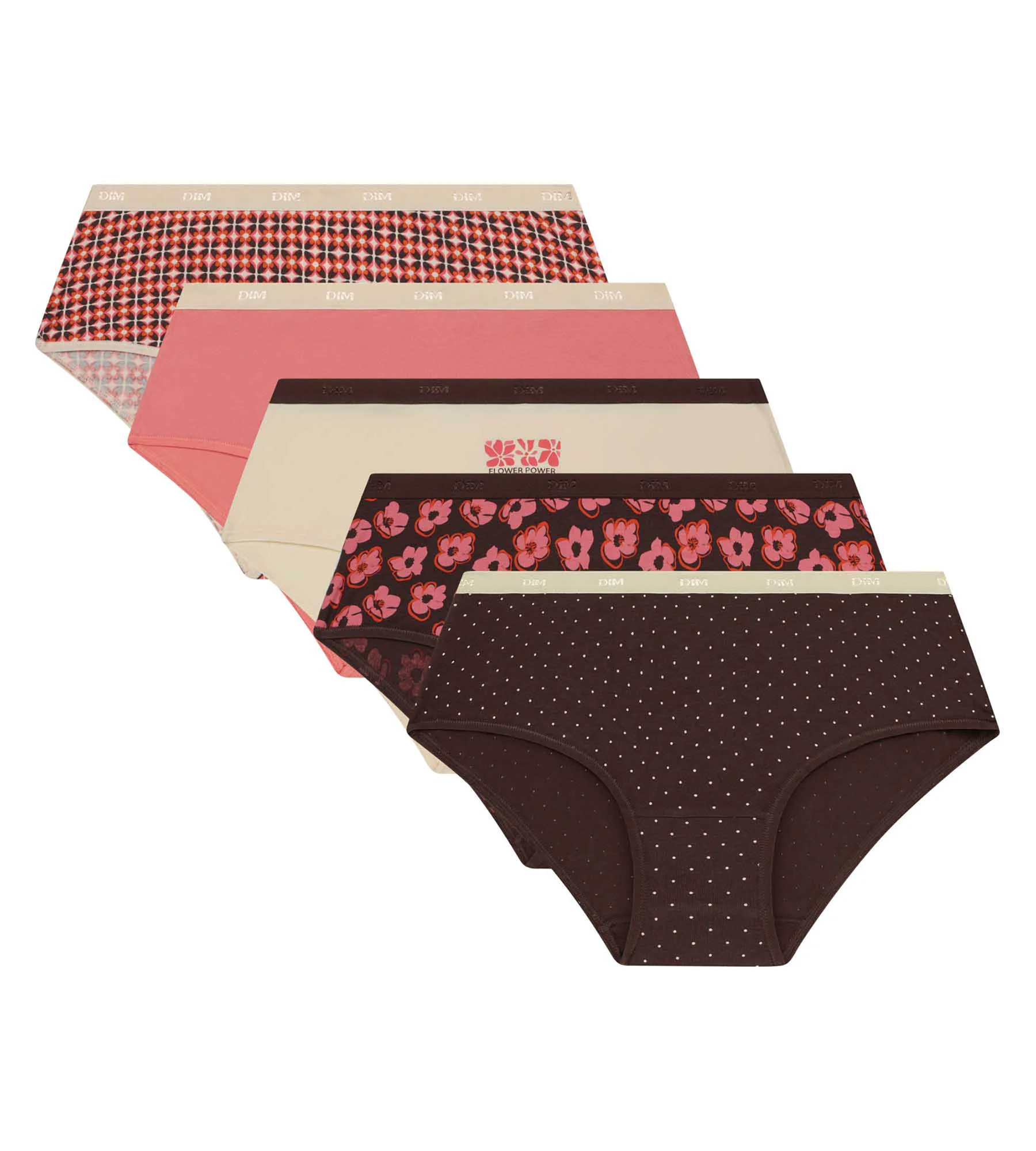 Lot de 5 boxers femme motifs rétro Rose Marron Les Pockets - Image 5