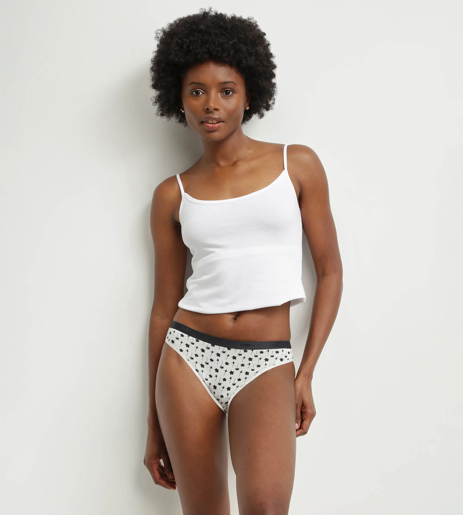 Lot de 5 culottes coton stretch à motif floral Blanc Noir Les Pockets - Image 3