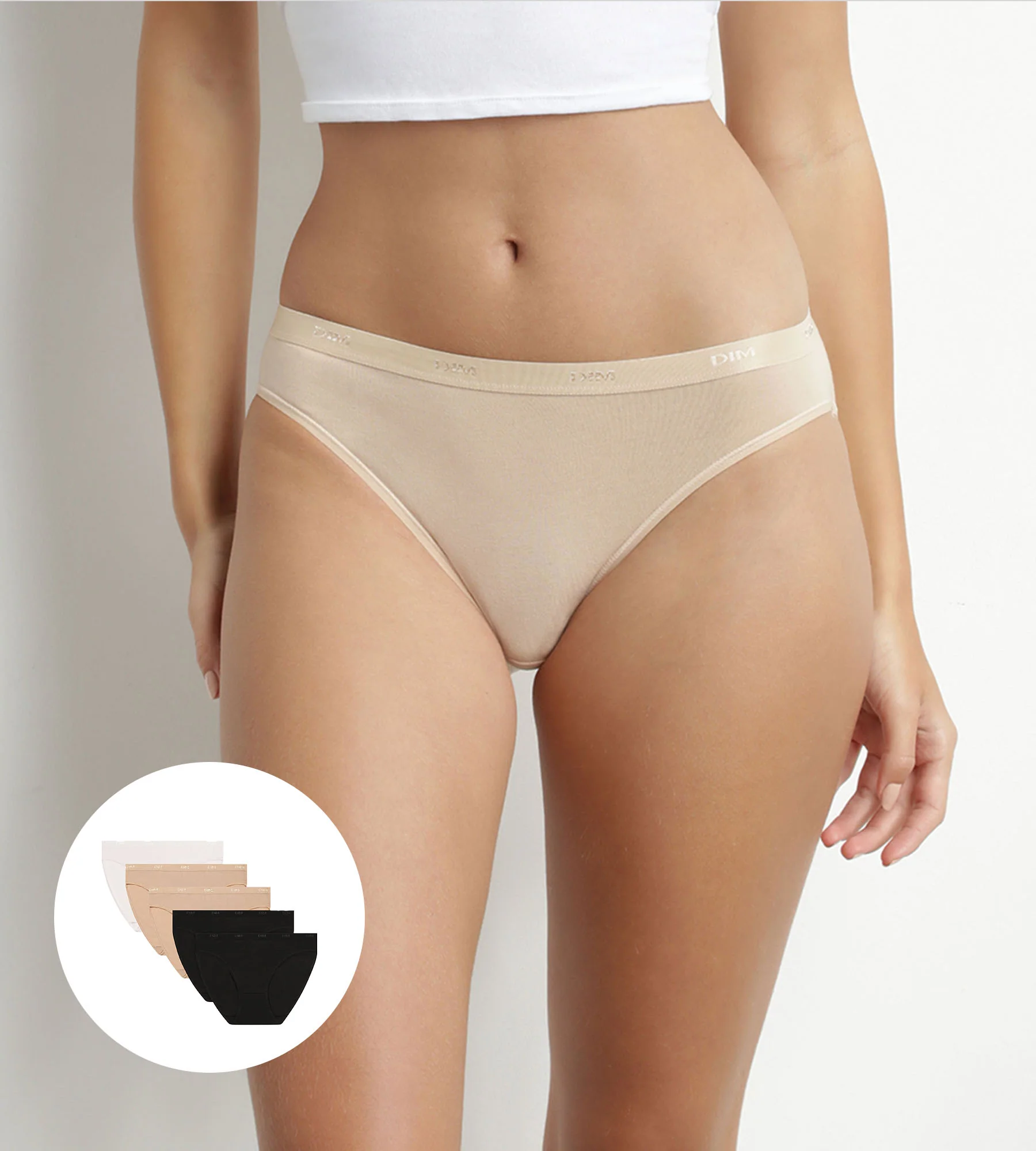 Lot de 5 culottes coton stretch Noir Nude Blanc Les Pockets Ecodim
