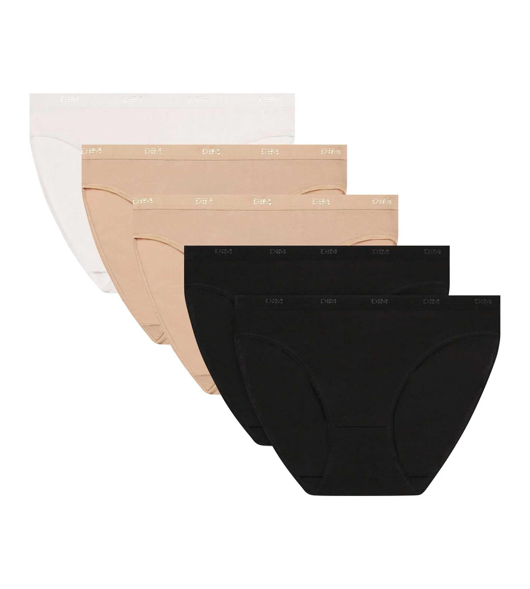 Lot de 5 culottes coton stretch Noir Nude Blanc Les Pockets Ecodim - Image 5