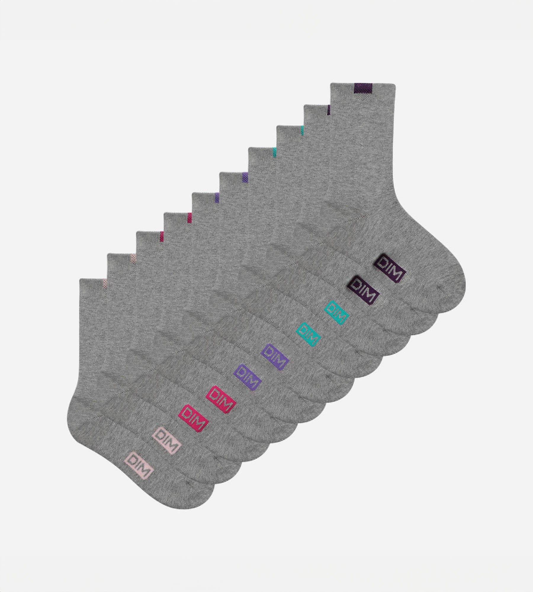 Lot de 5 paires de chaussettes femme coton mélangé Gris Clair ECODIM - Image 2