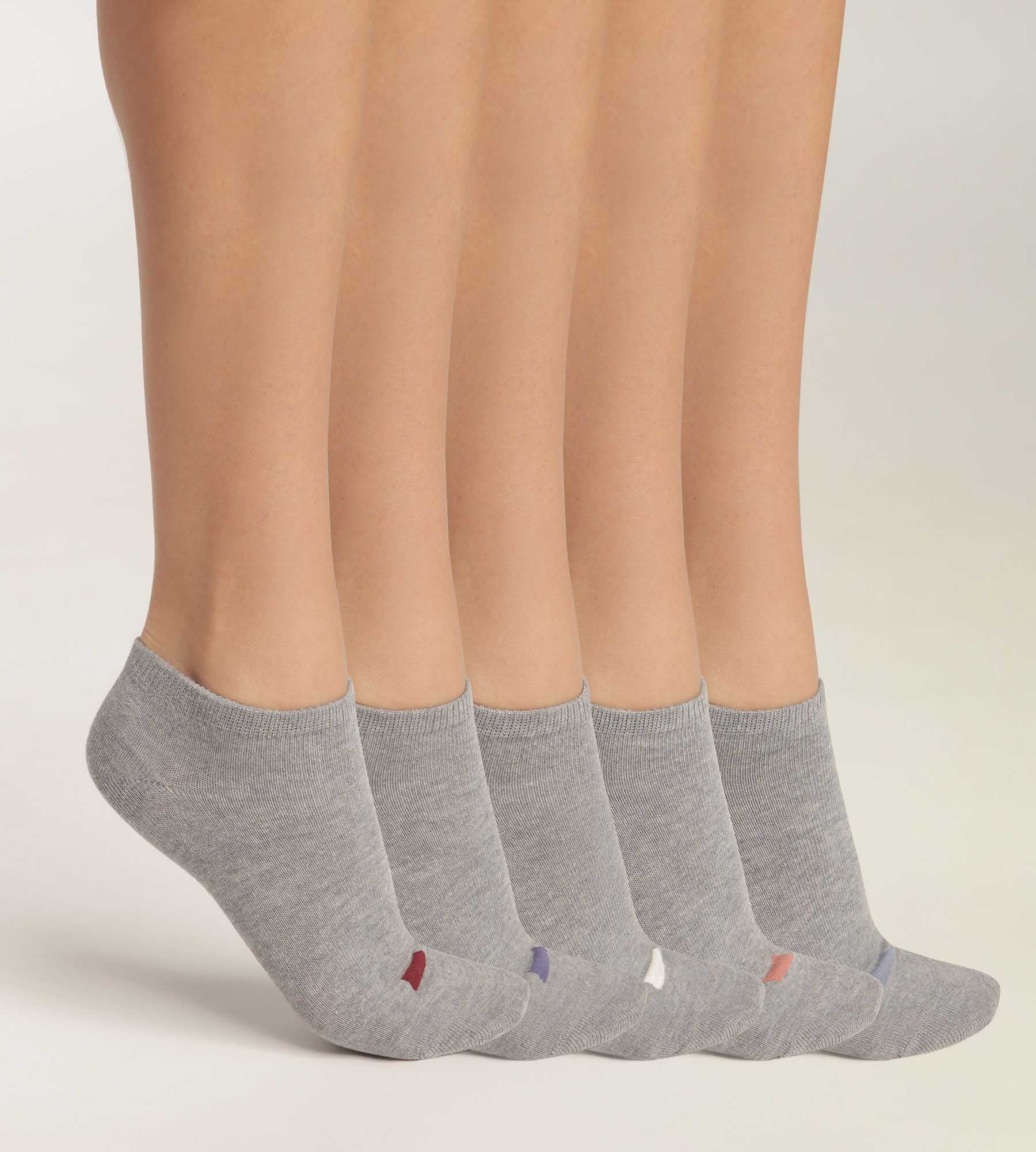 Lot de 5 paires de socquettes femme en coton Gris Clair EcoDim