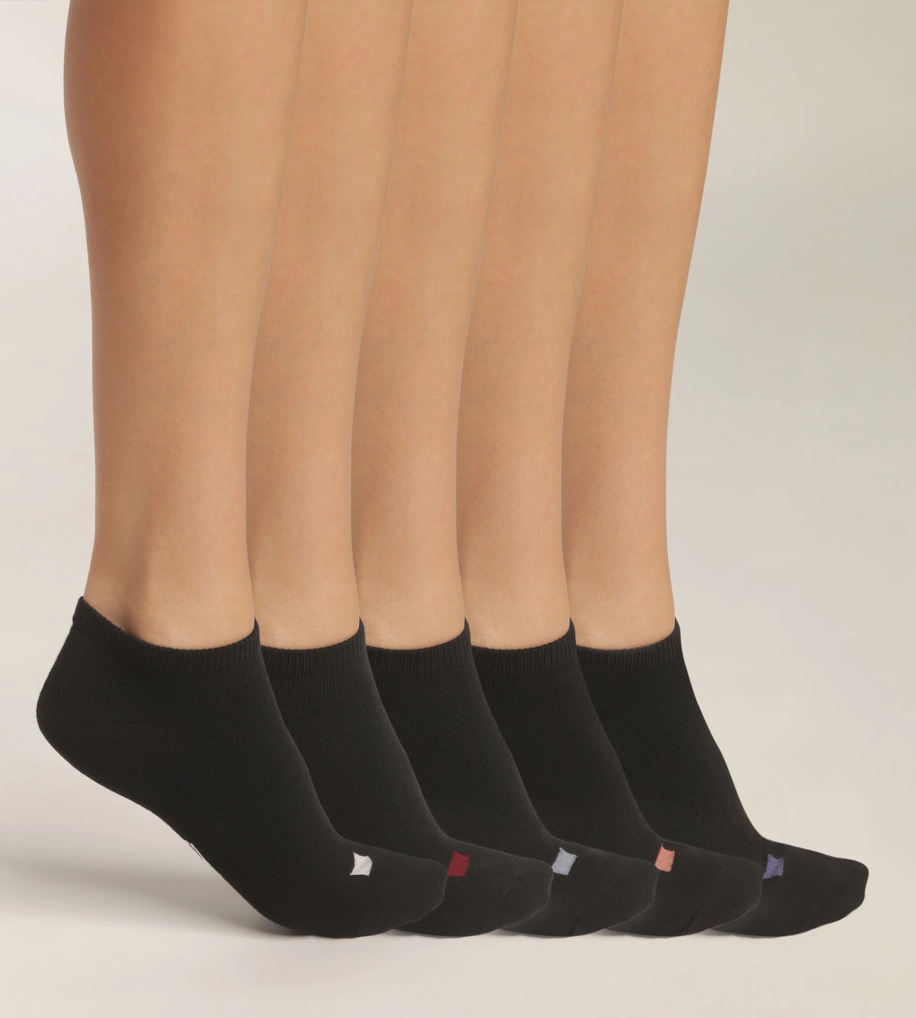 Lot de 5 paires de socquettes femme en coton Noir à pastilles EcoDim
