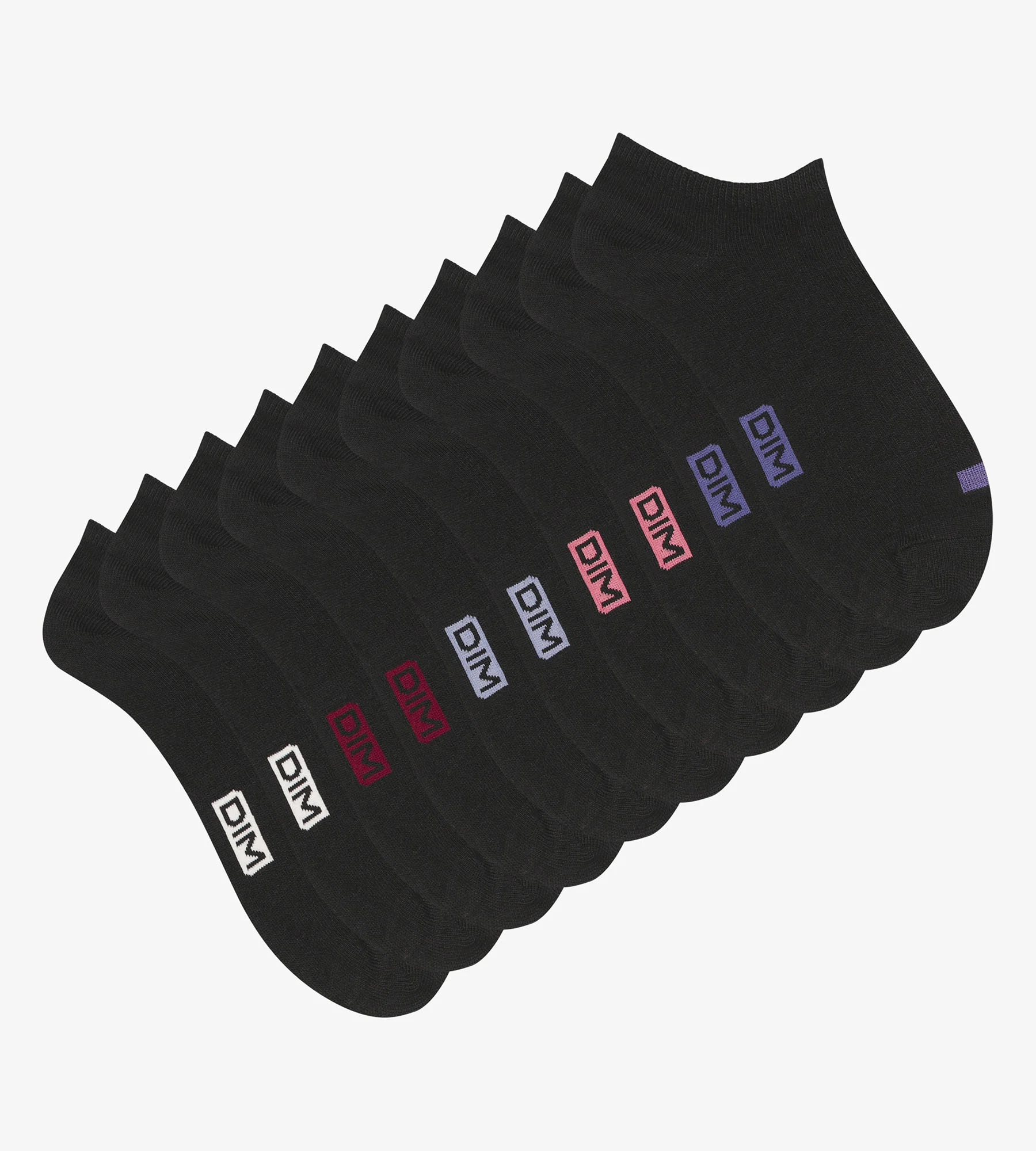 Lot de 5 paires de socquettes femme en coton Noir à pastilles EcoDim - Image 2
