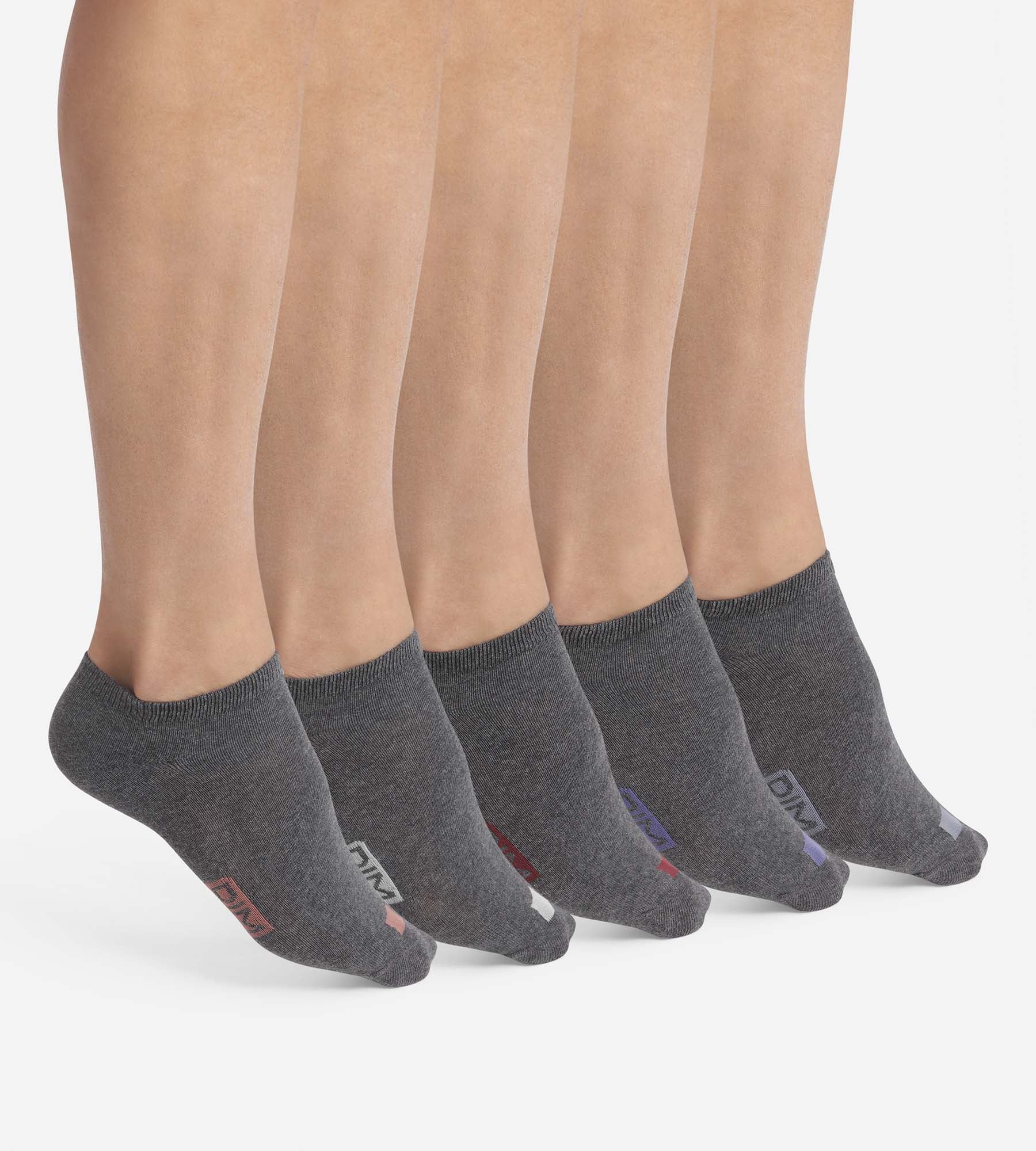 Lot de 5 paires de socquettes homme en coton Gris à vignettes EcoDim