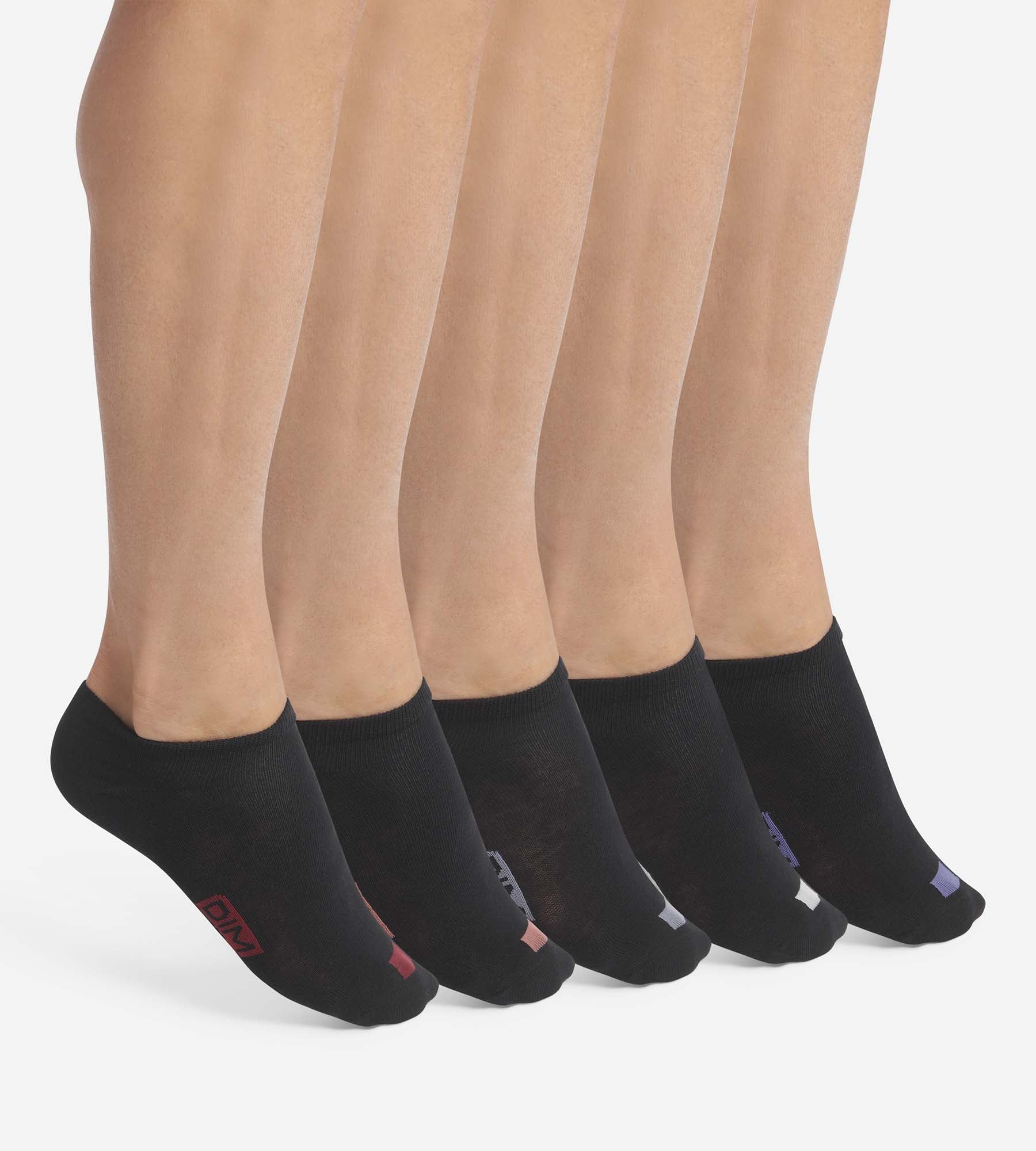 Lot de 5 paires de socquettes homme en coton Noir à vignettes EcoDim