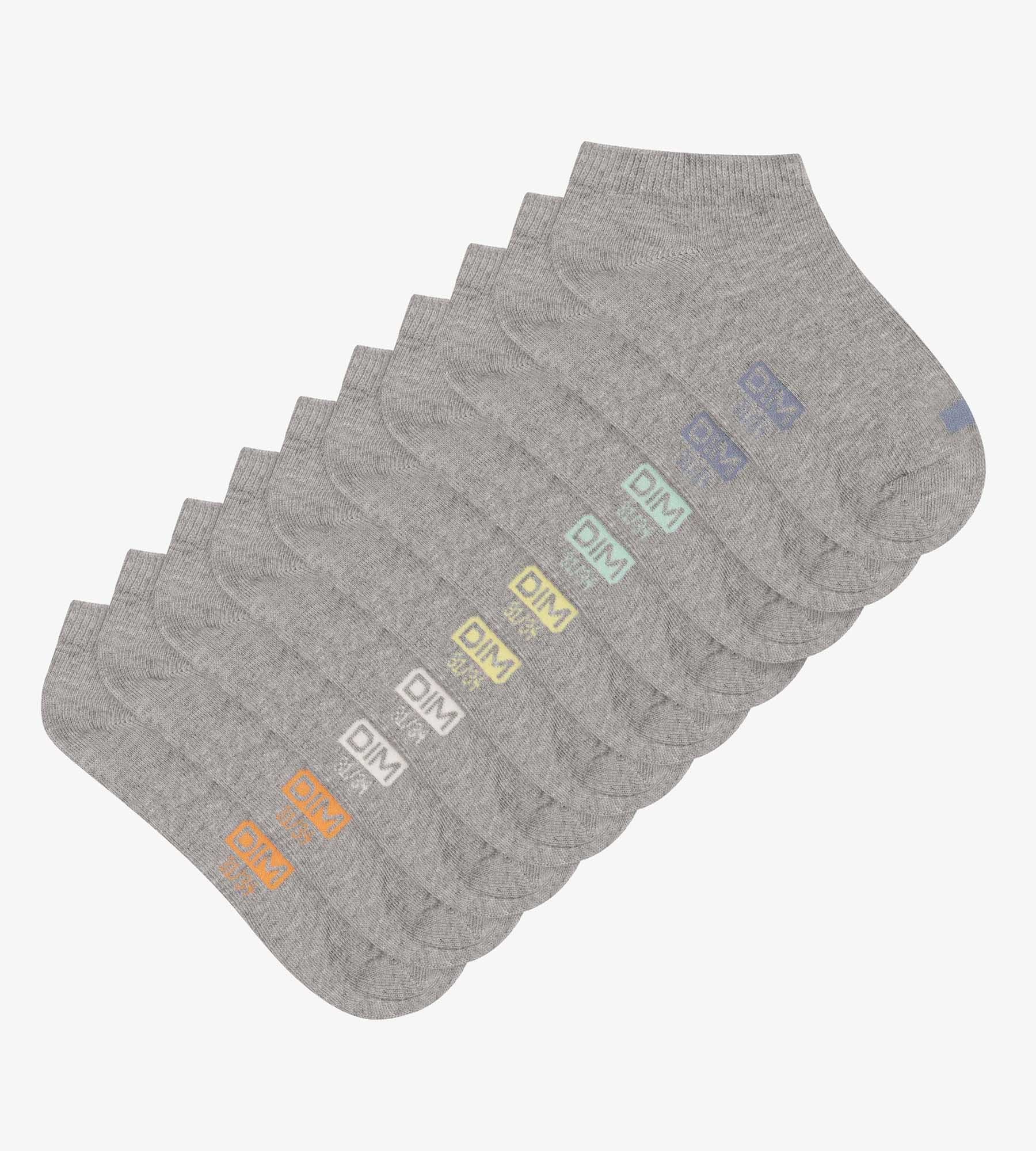 Lot de 5 paires de socquettes unisexes coton Gris à vignettes EcoDim - Image 2