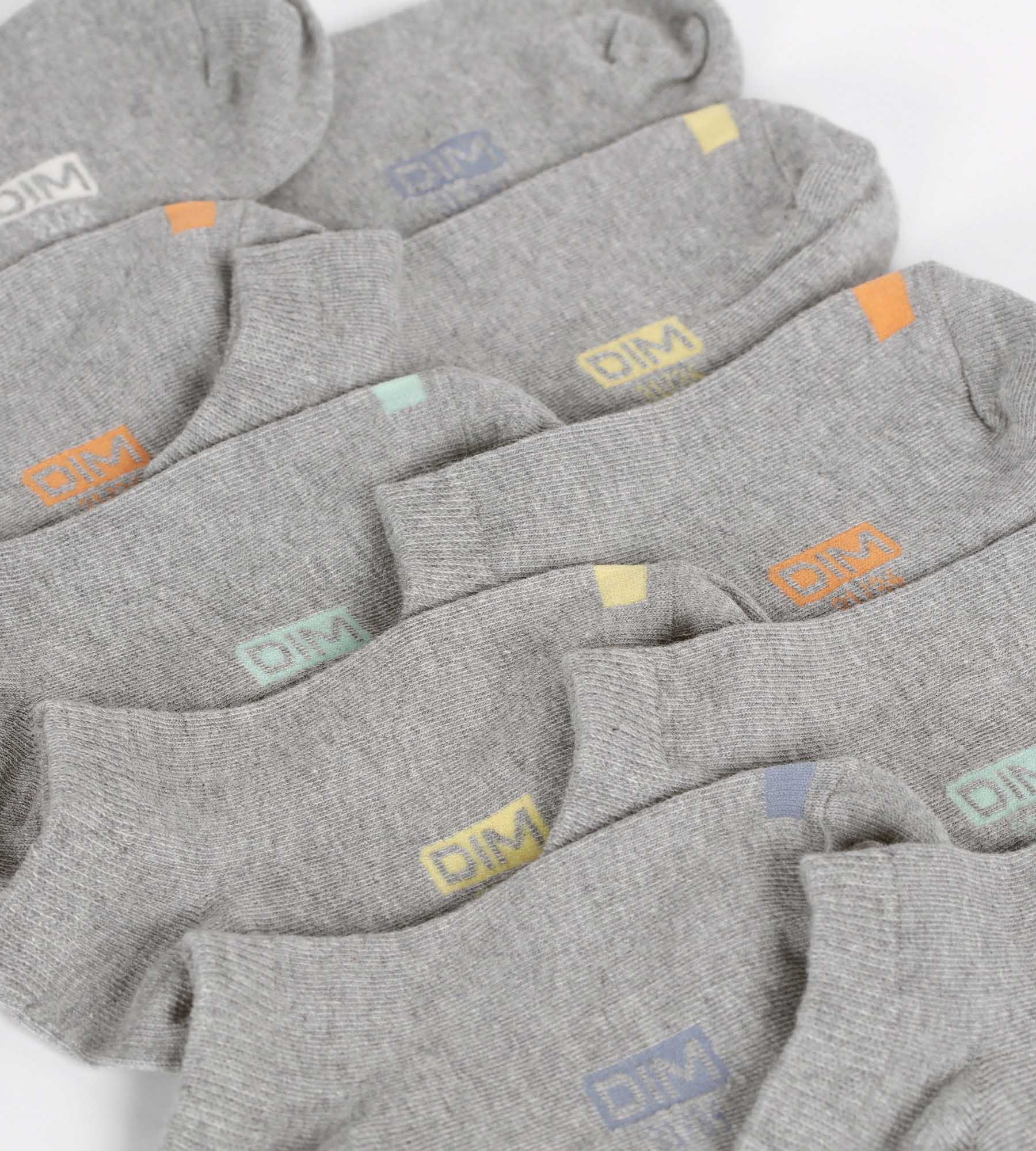 Lot de 5 paires de socquettes unisexes coton Gris à vignettes EcoDim - Image 3