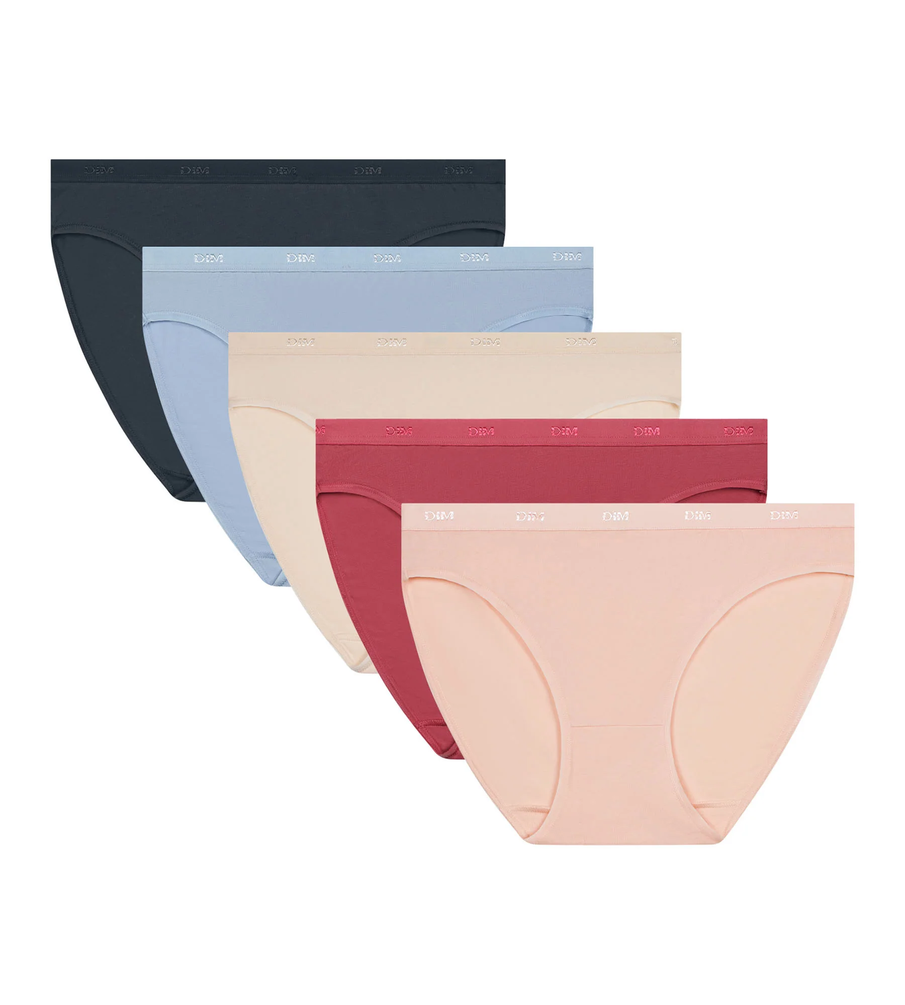 Lot de 5 slips femme coton stretch Beige Rose Bleu Les Pockets Ecodim - Image 5