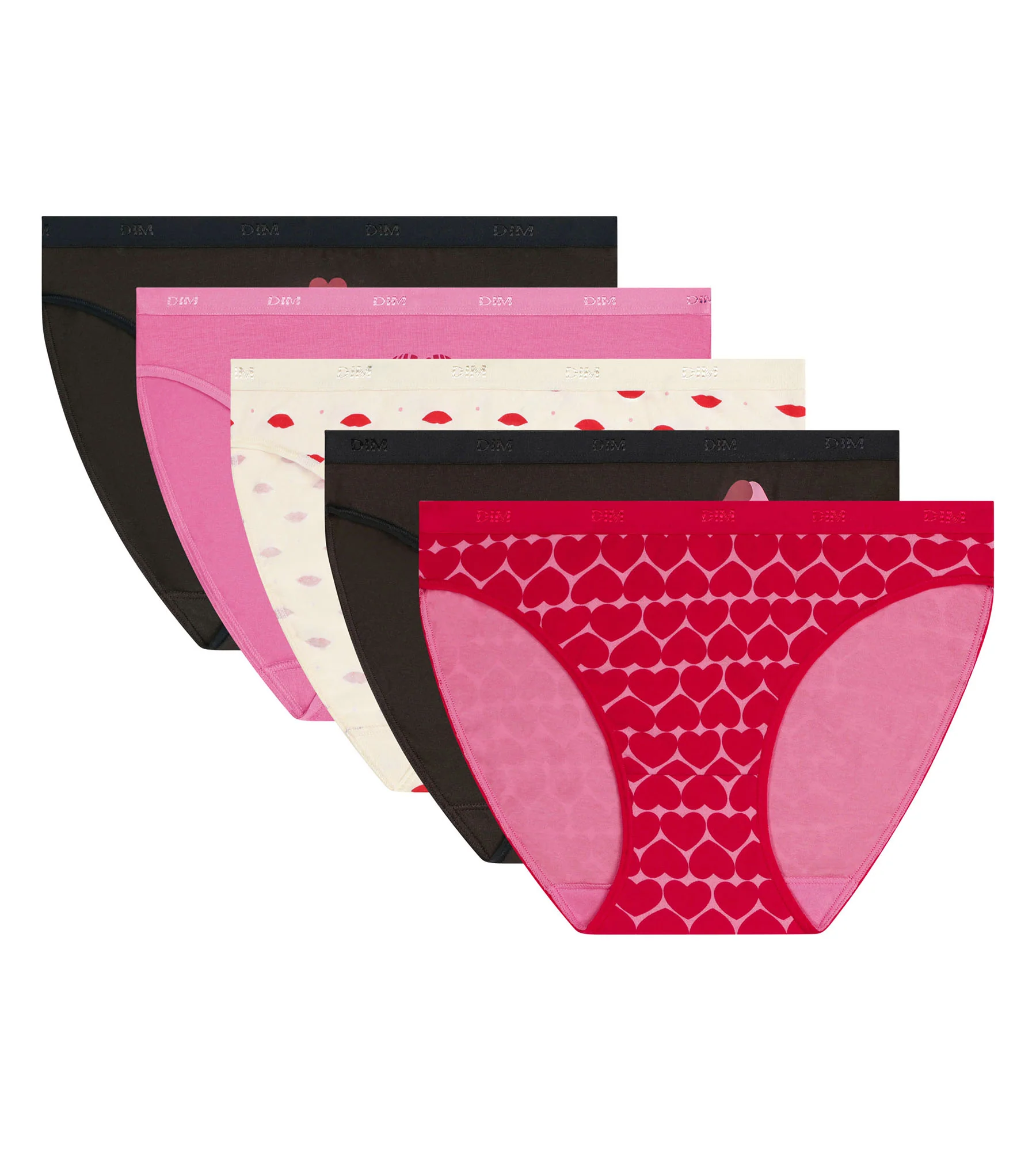 Lot de 5 slips femme coton stretch motif cœur Les Pockets - Image 5