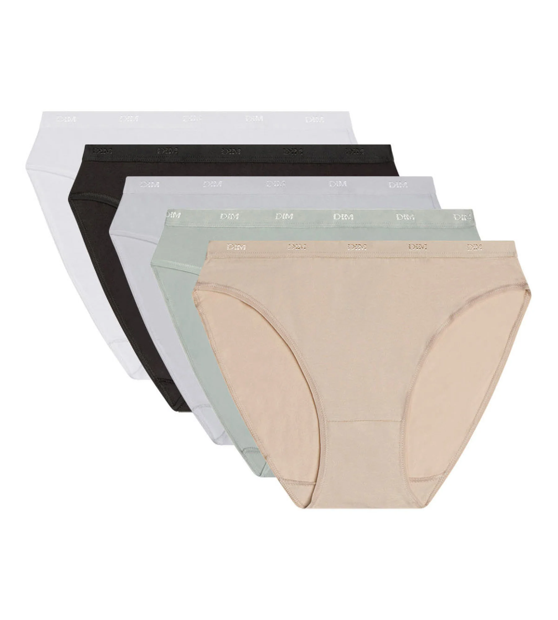 Lot de 5 slips noir, blanc, peau et gris coton Les Pockets - Image 5