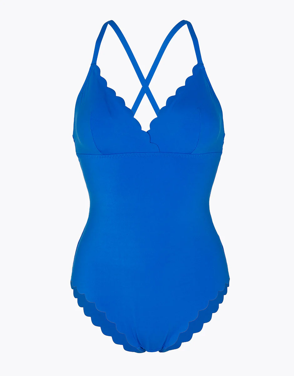 Maillot de bain une pièce sans armature Scallop en microfibre bleu électrique - Image 3