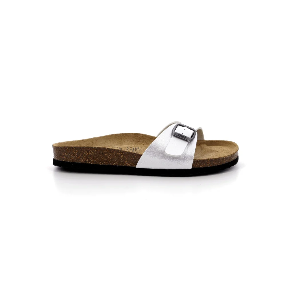 Paire de mules blanche en cuir et liège