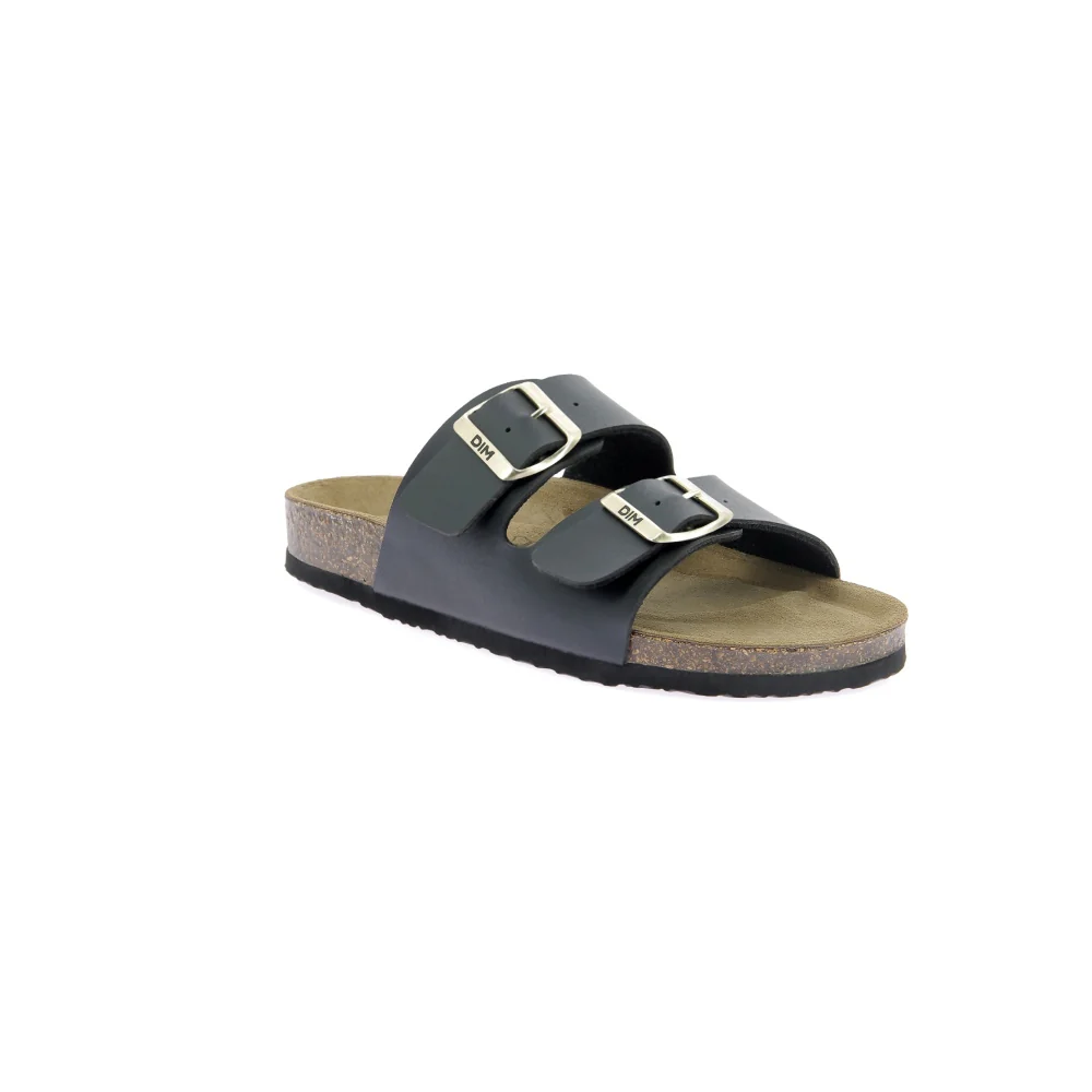 Paire de mules pour femme noire en cuir et liège - Image 3