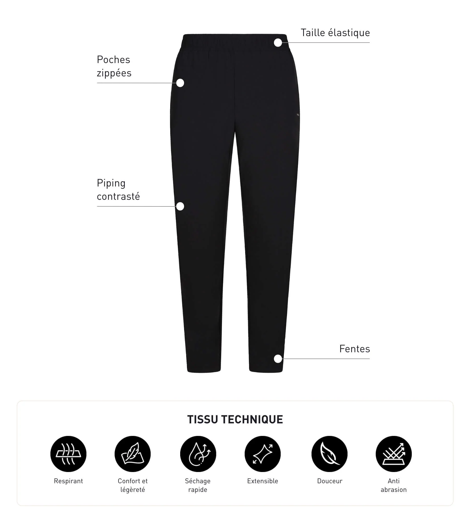 Pantalon de sport chino pour homme en jersey stretch Noir Dim Move - Image 5