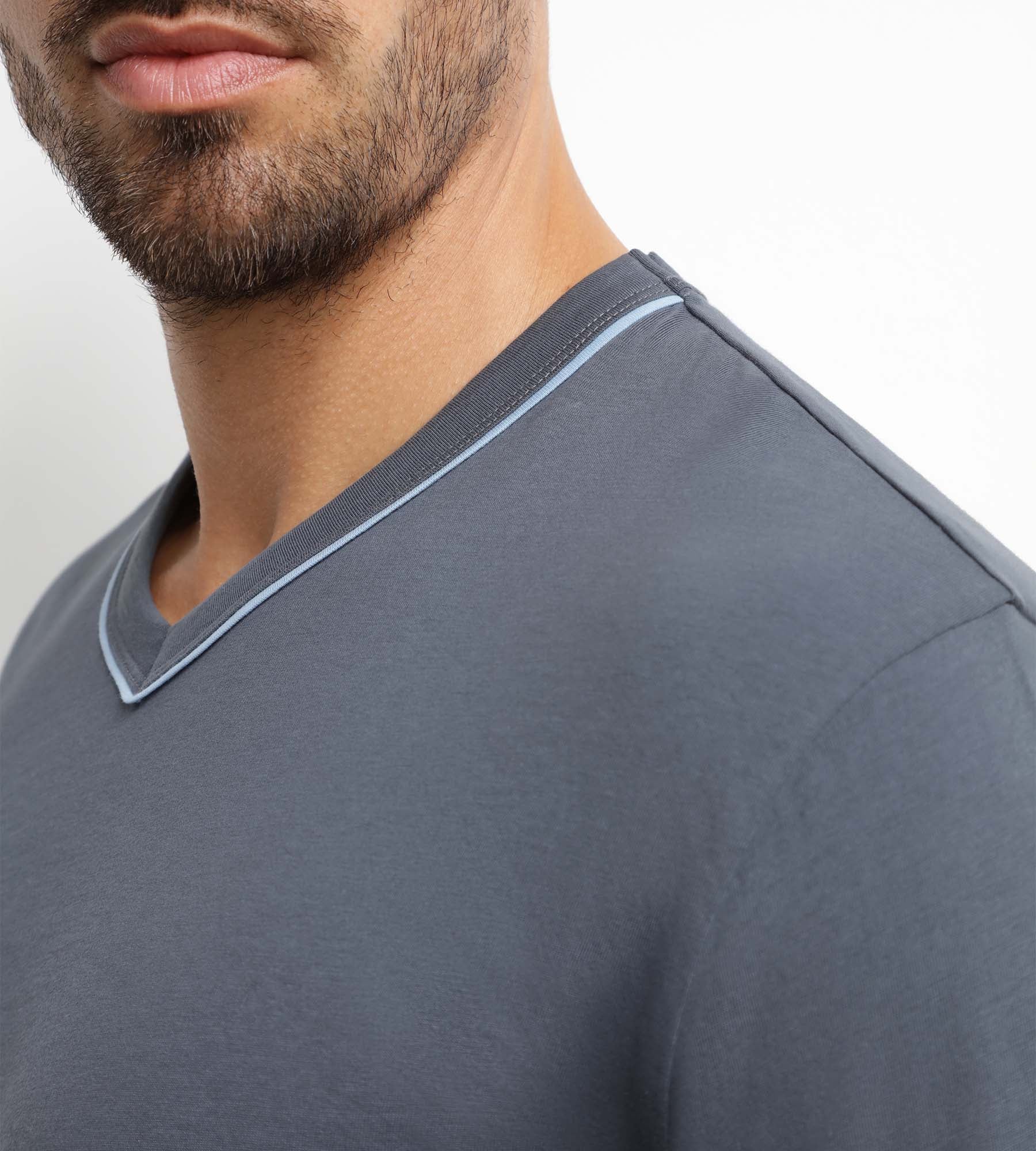 Pyjama homme pantalon en jersey gris à carreaux Dim Nightwear - Image 3