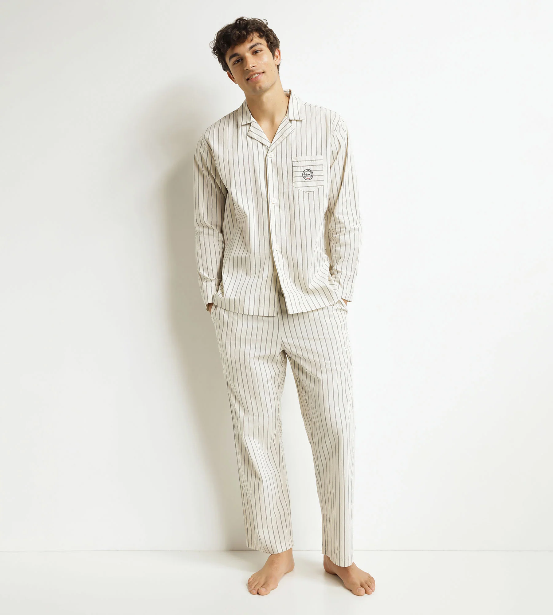 Pyjama pantalon femme Gris rayé Dim x Ines de La Fressange - Image 2