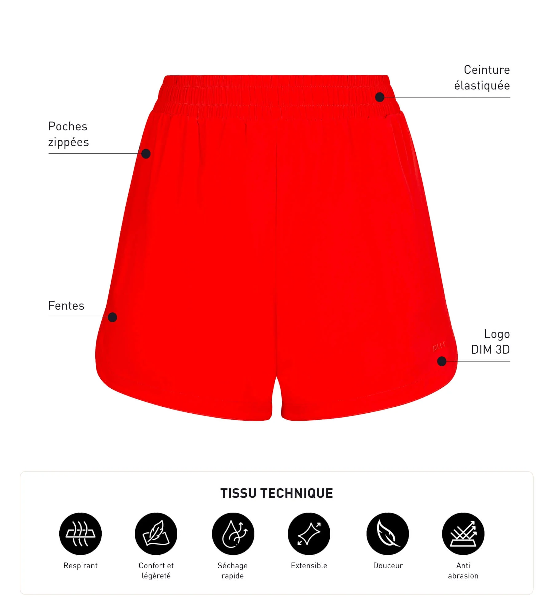 Short de sport femme en viscose orange Dim Move - Image 5