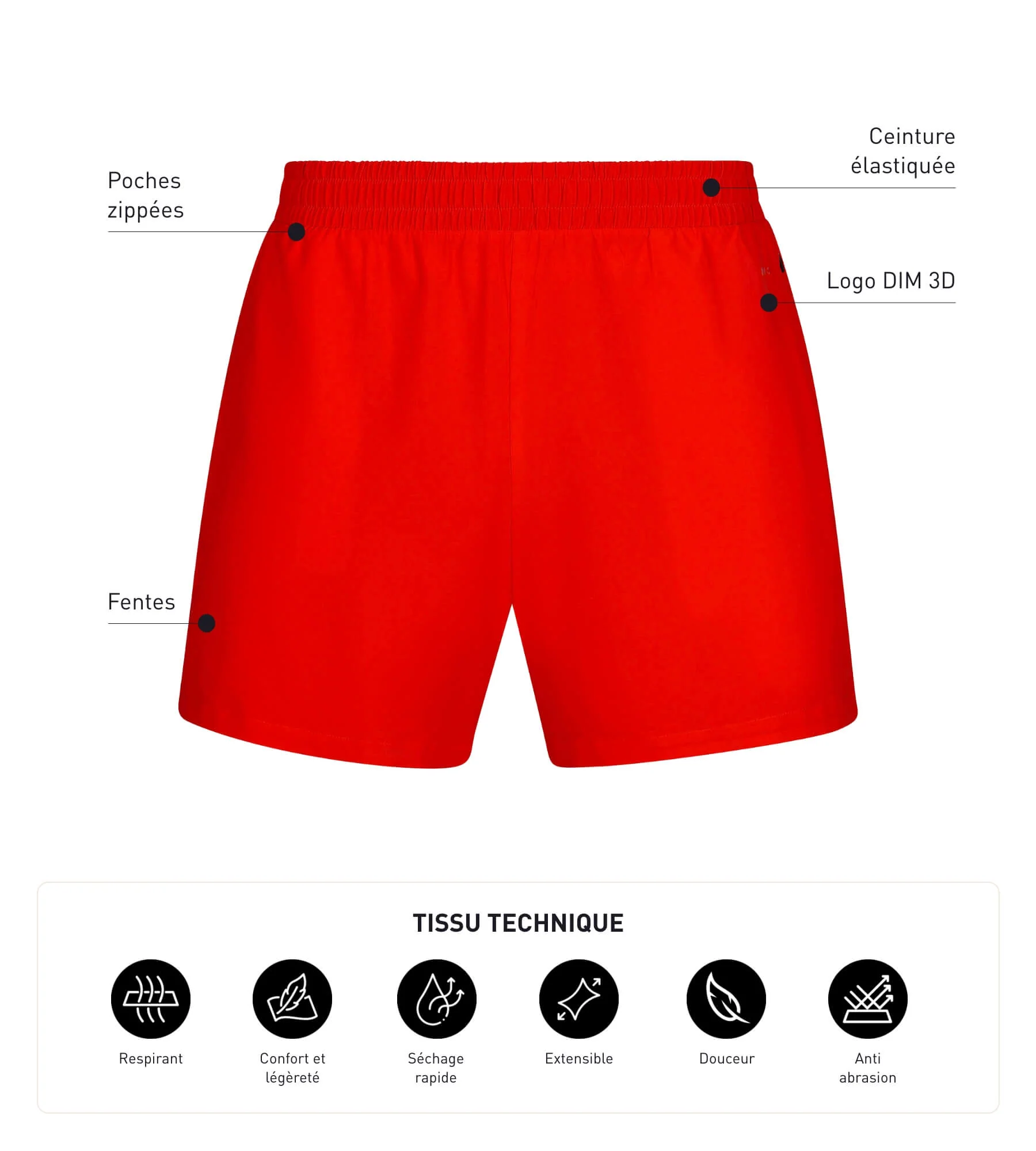 Short de sport homme Orange Dim Move - Image 5
