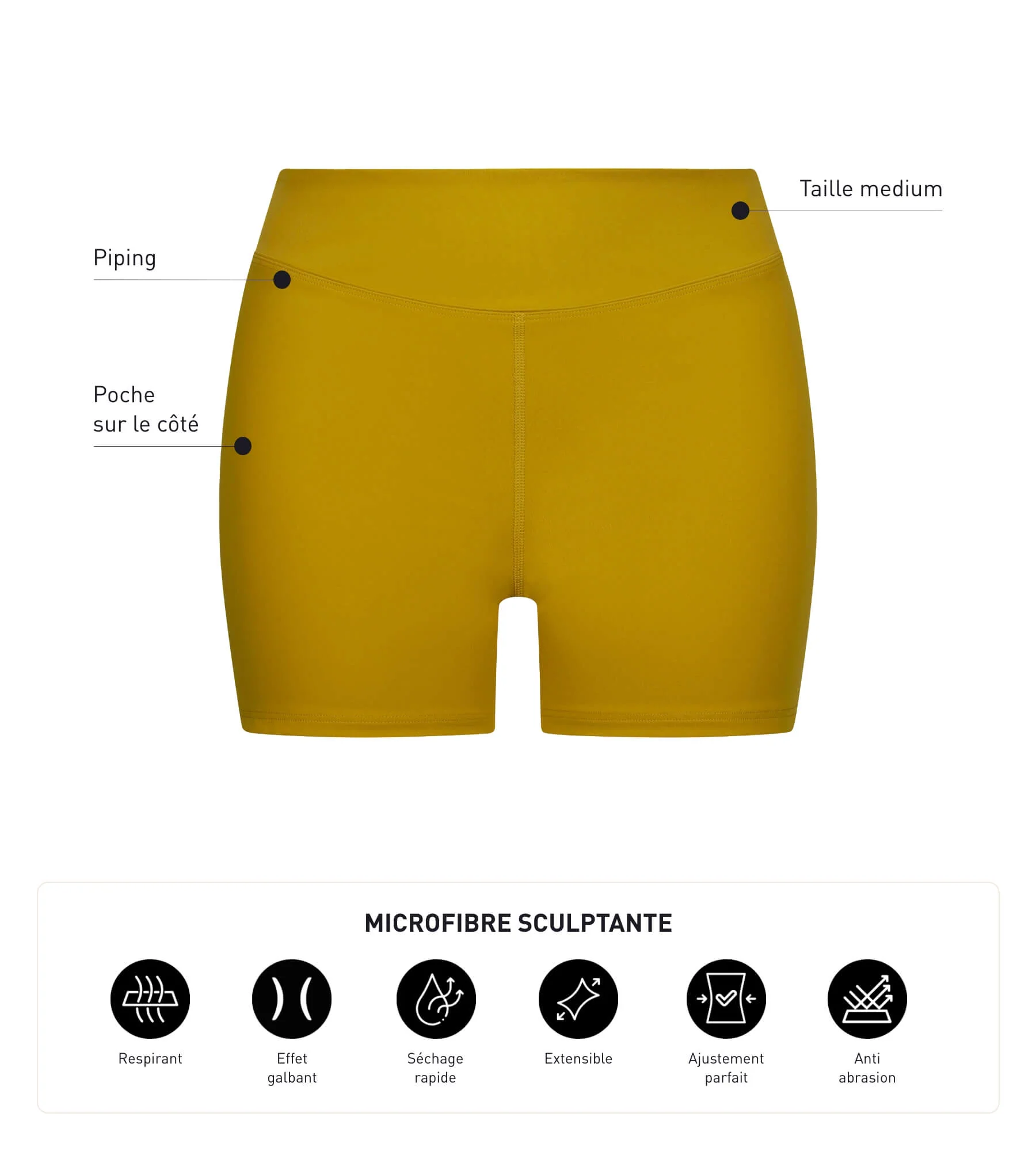 Shorty de sport femme en microfibre sculptante vert olive Dim Move - Image 5
