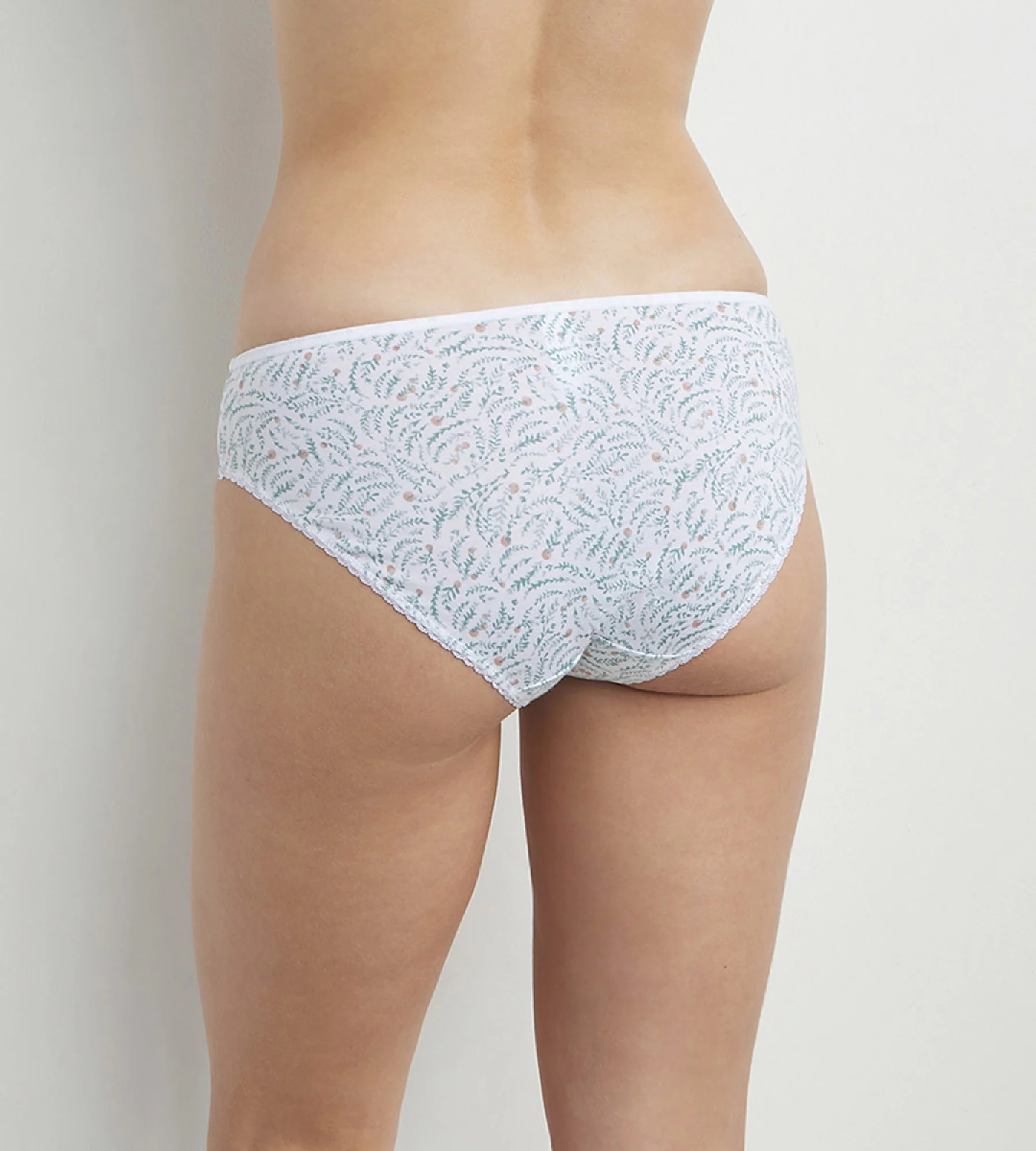 Slip femme coton et tulle à motif végétal Blanc Generous Coton Bio - Image 2