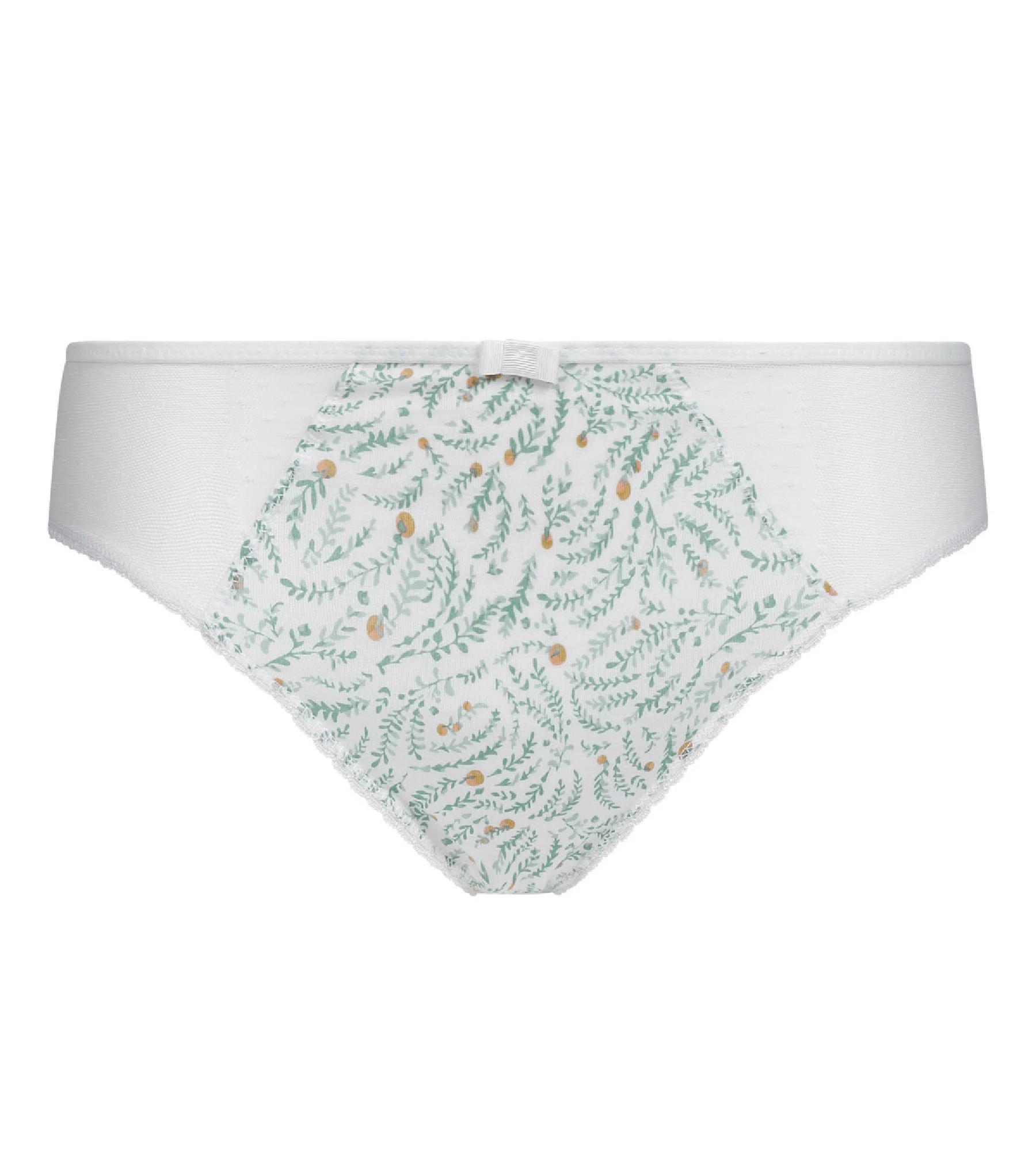 Slip femme coton et tulle à motif végétal Blanc Generous Coton Bio - Image 5