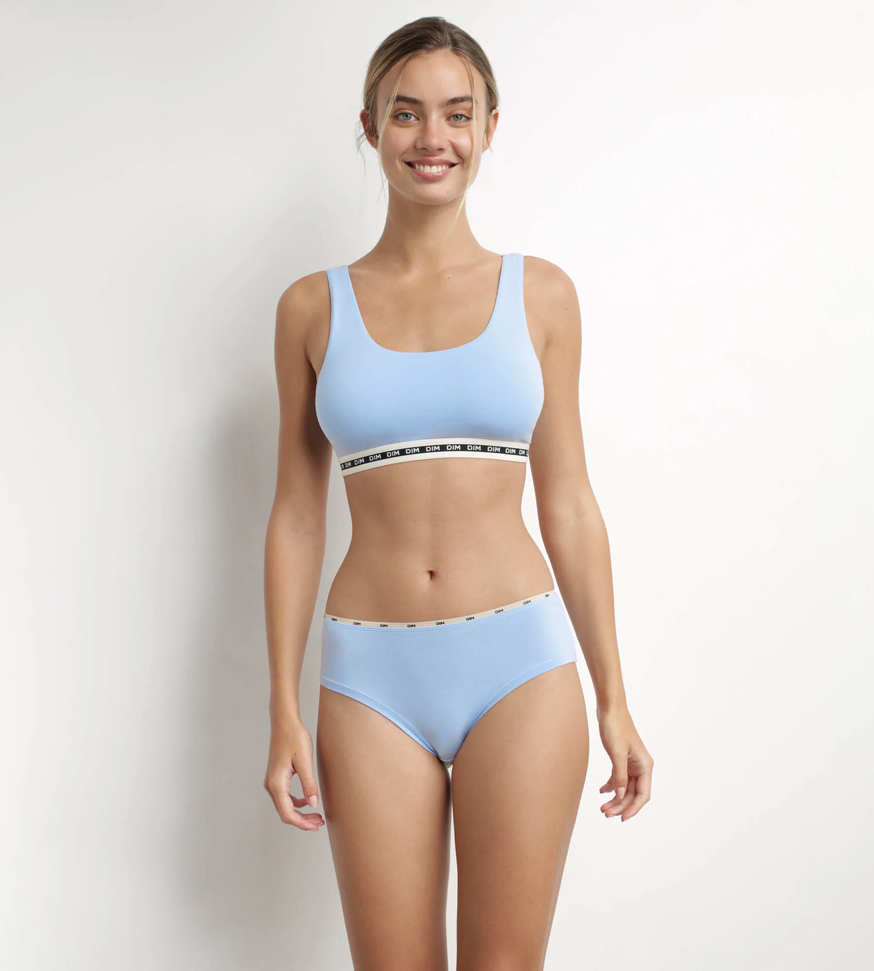 Slip femme en coton modal Bleu à fine ceinture Dim Icons Essentiel - Image 3