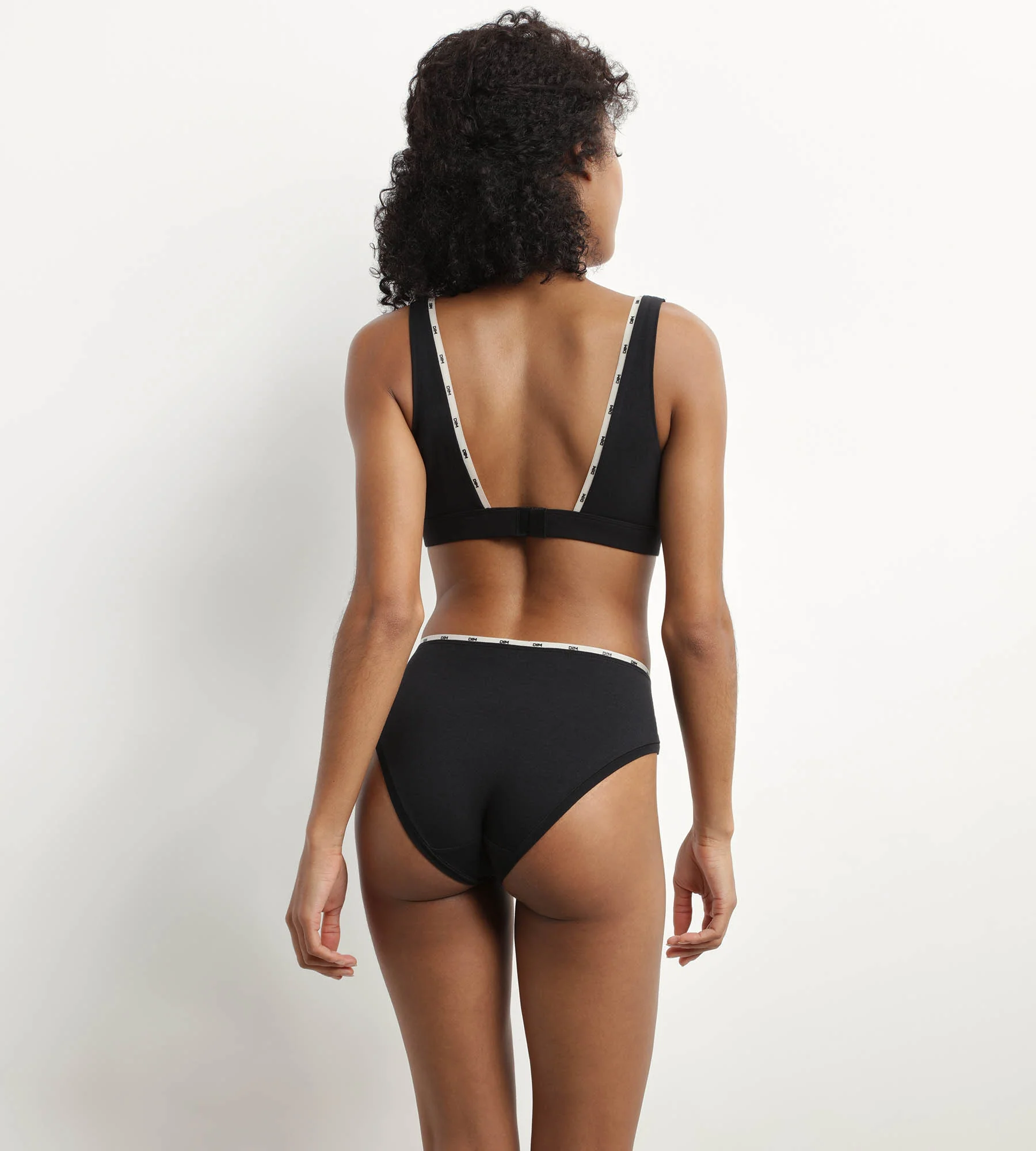 Slip femme en coton modal Noir à galon Beige Dim Icons Essentiel - Image 4