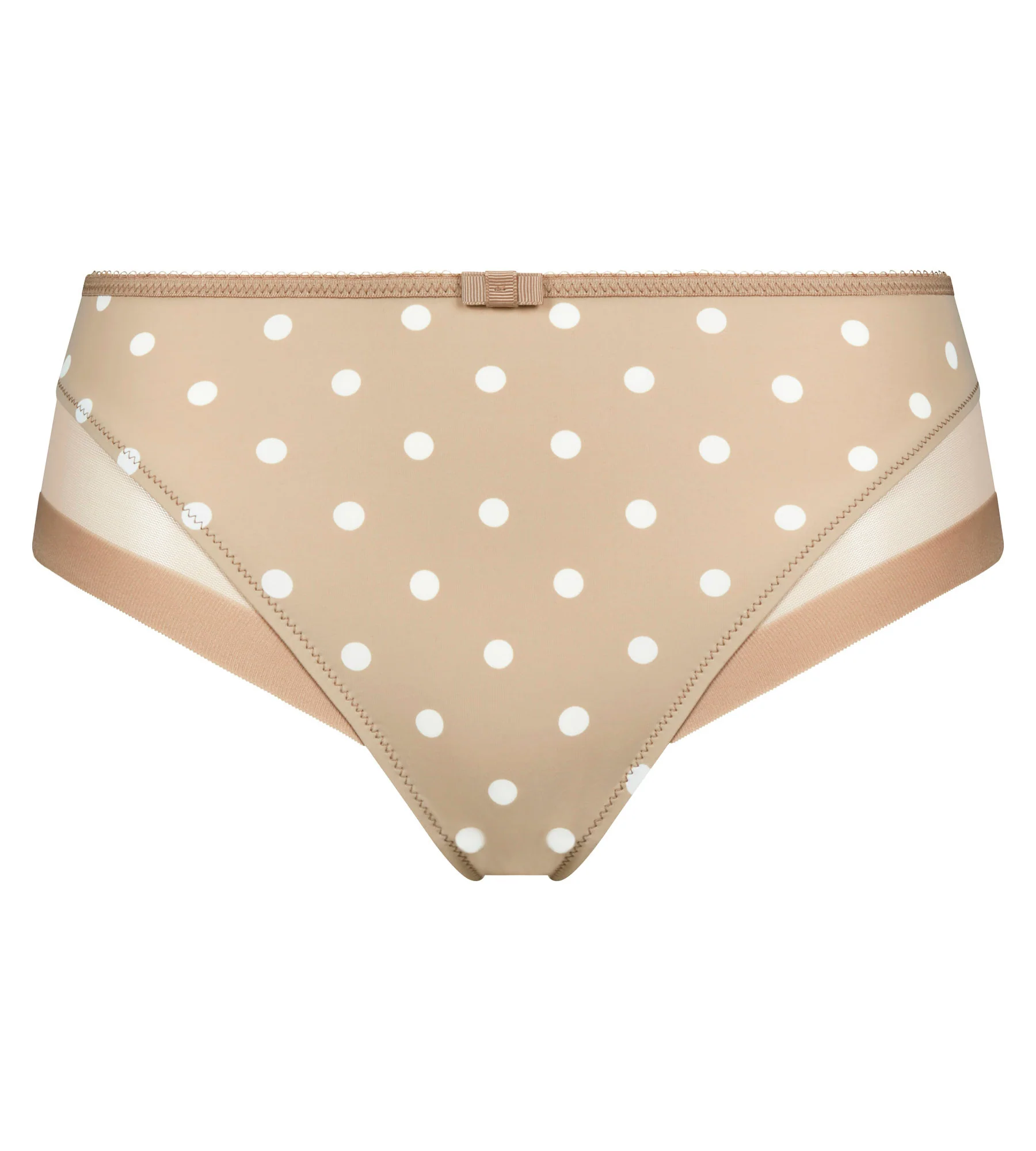 Slip femme en microfibre et tulle Beige à pois Generous - Image 5