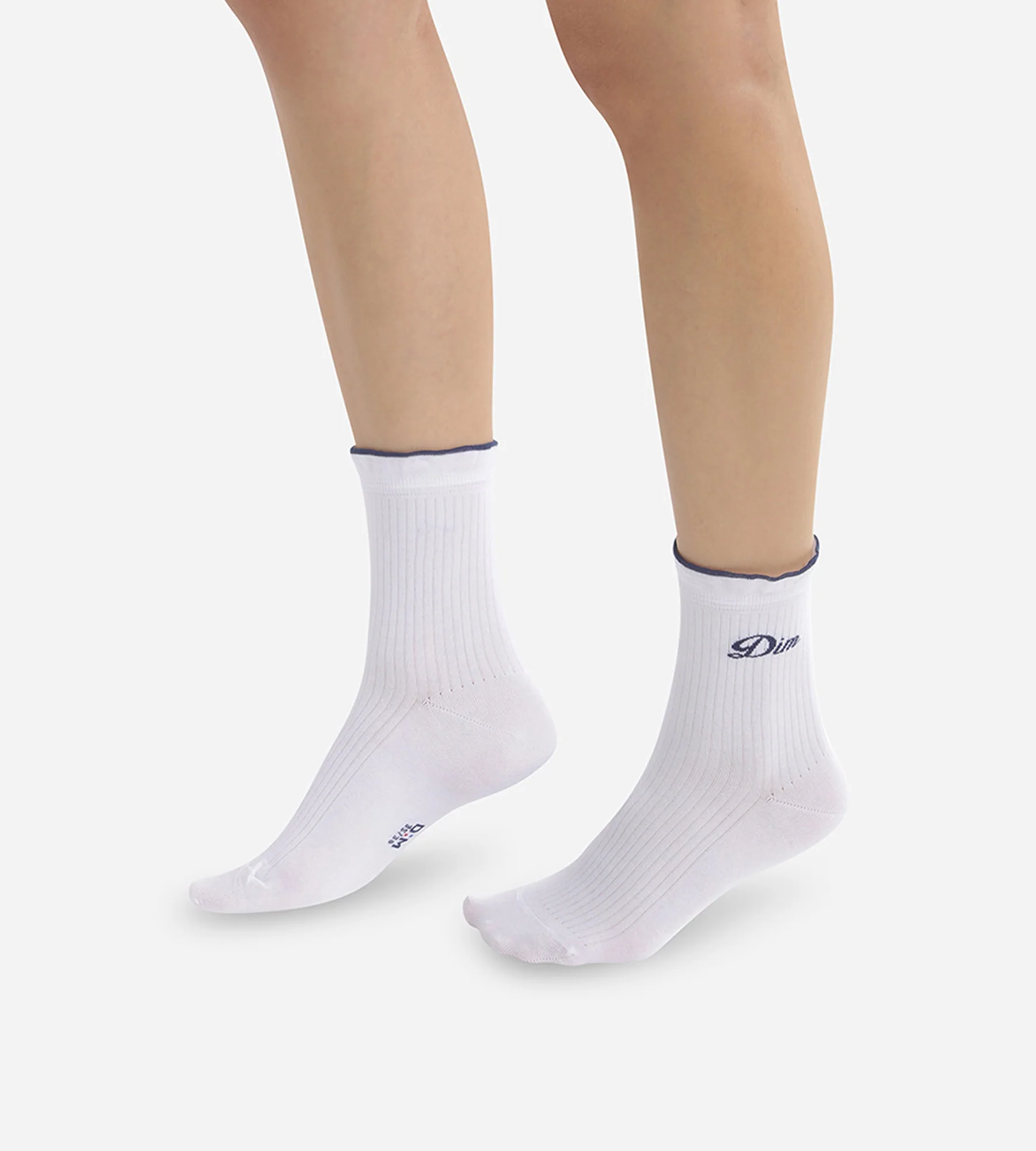Socquettes femme en coton Blanc signature Dim brodé Madame Dim