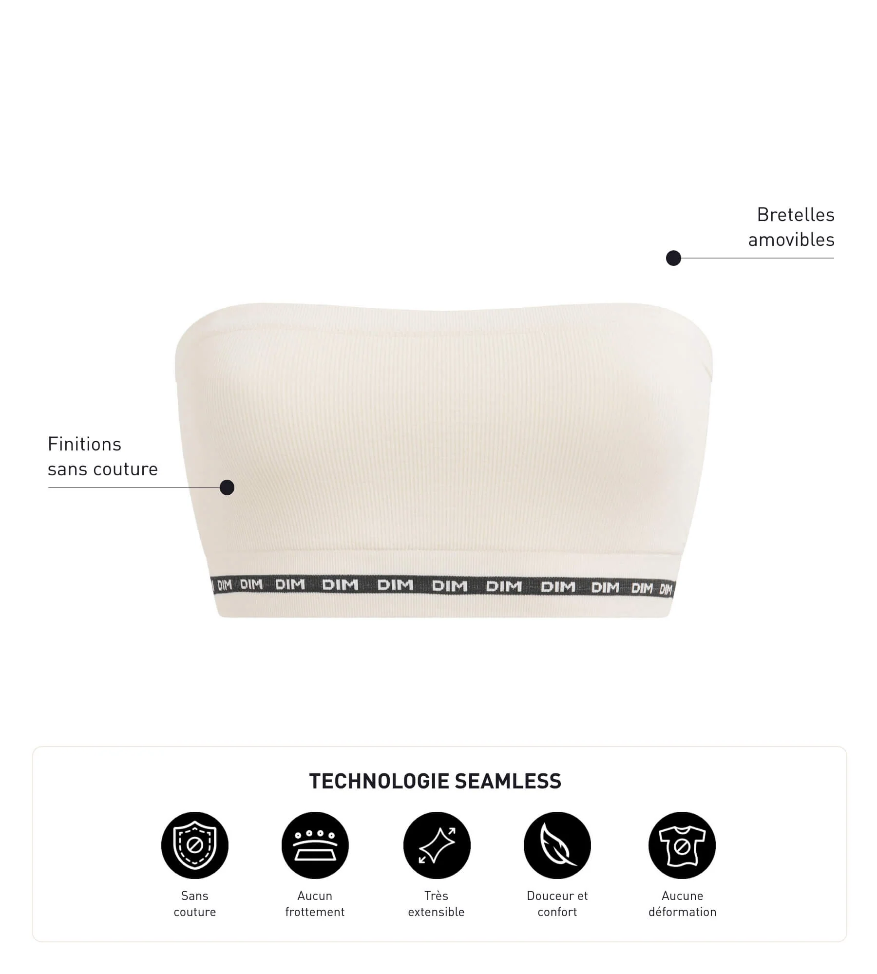 Soutien-gorge bandeau en modal polyamide Beige sans armature Dim Icons Seamless - Image 6
