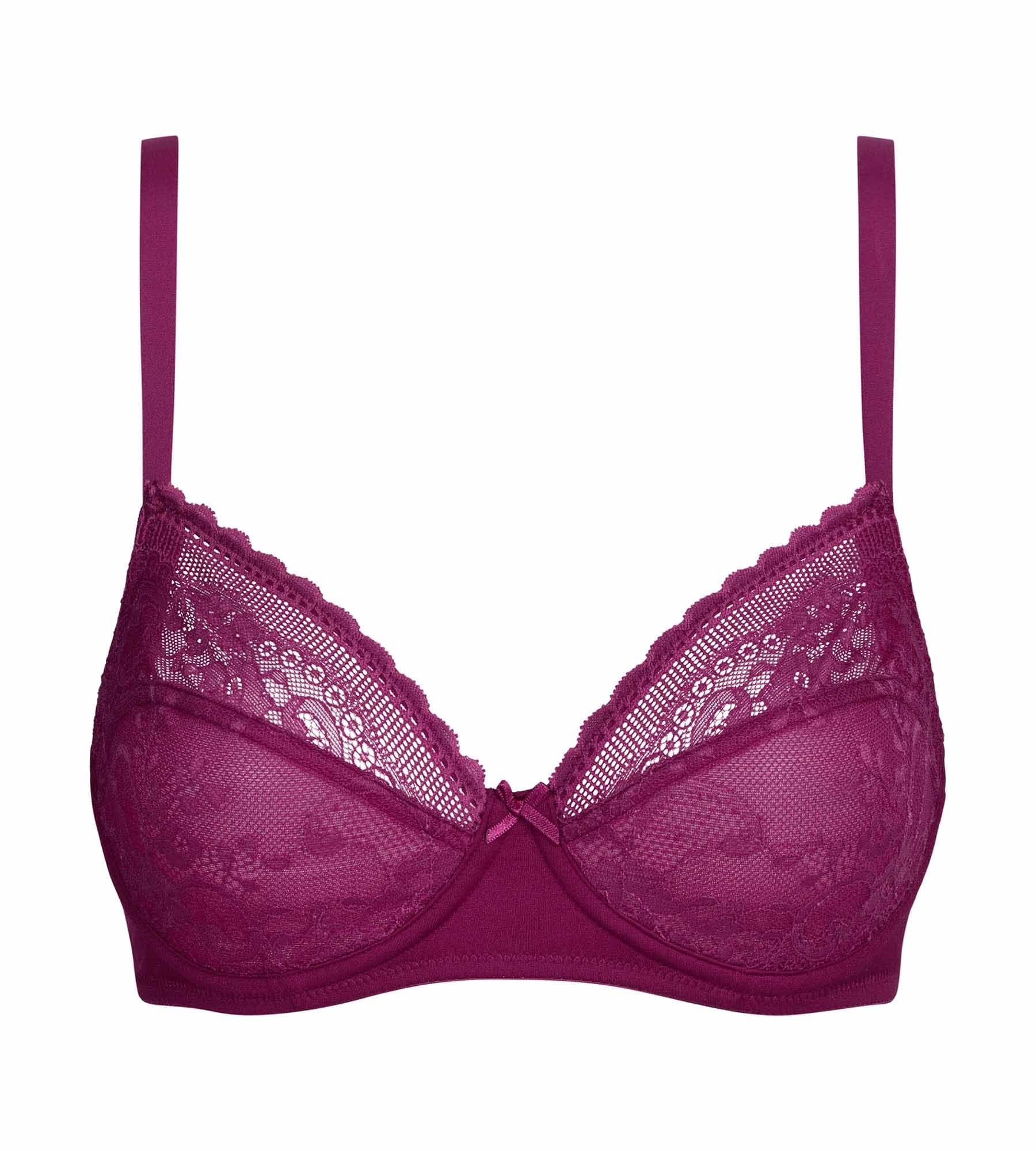 Soutien-gorge emboîtant dentelle et résille florale fruits rouges Dim Féminine - Image 5