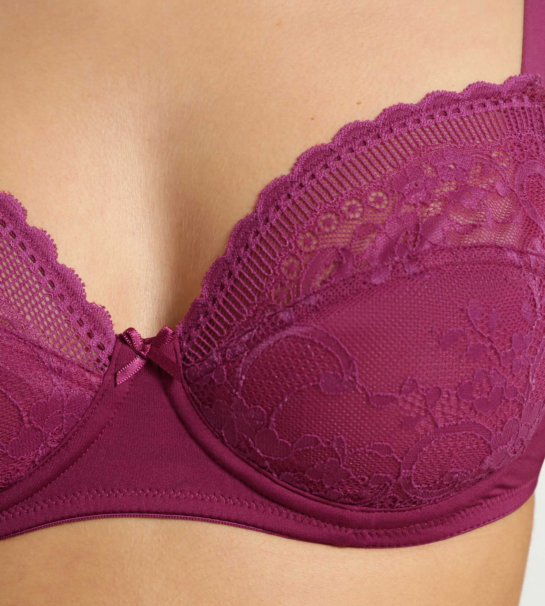 Soutien-gorge emboîtant dentelle et résille florale fruits rouges Dim Féminine - Image 6