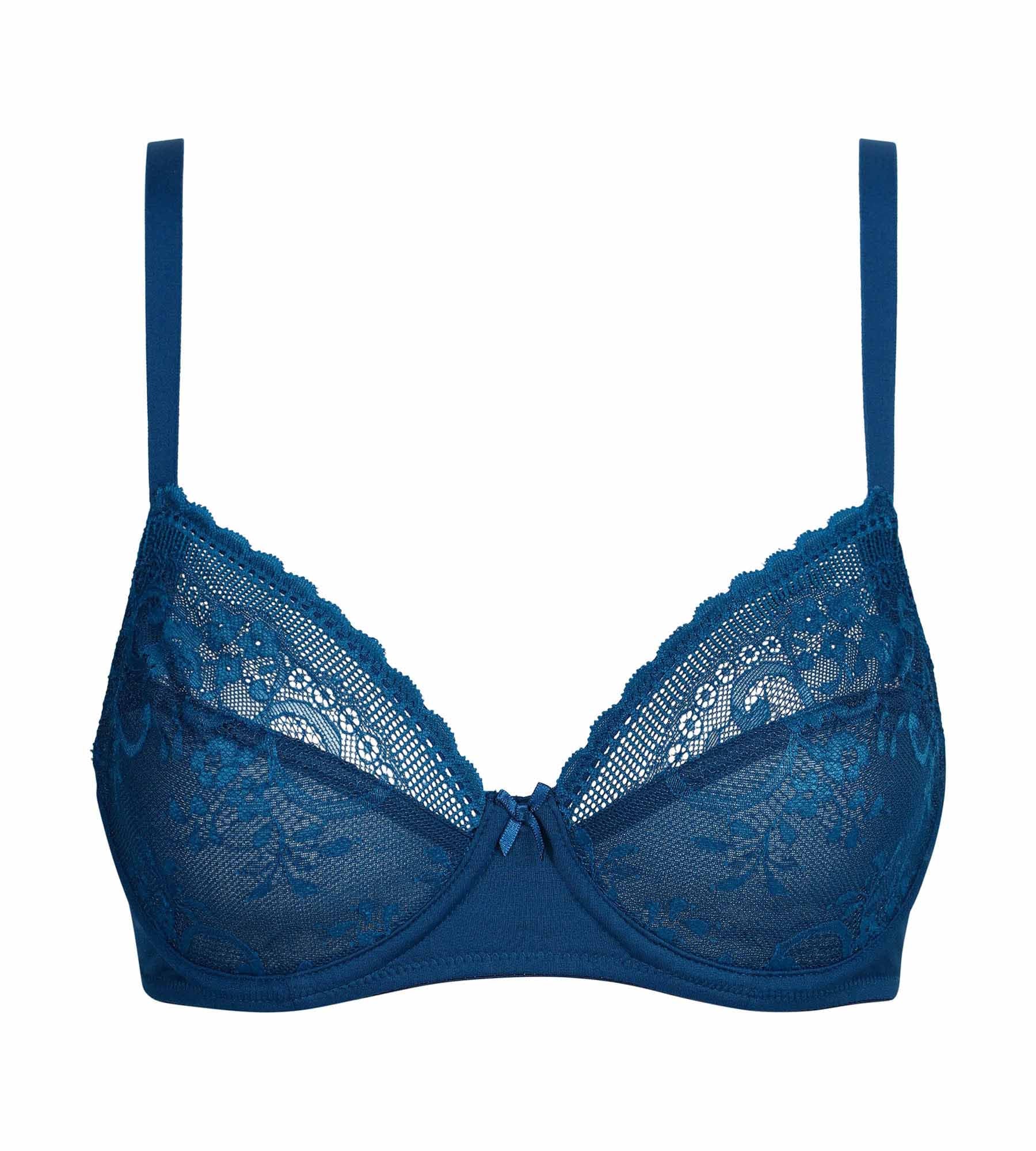 Soutien-gorge emboîtant en dentelle et résille florale bleu Dim Féminine - Image 6