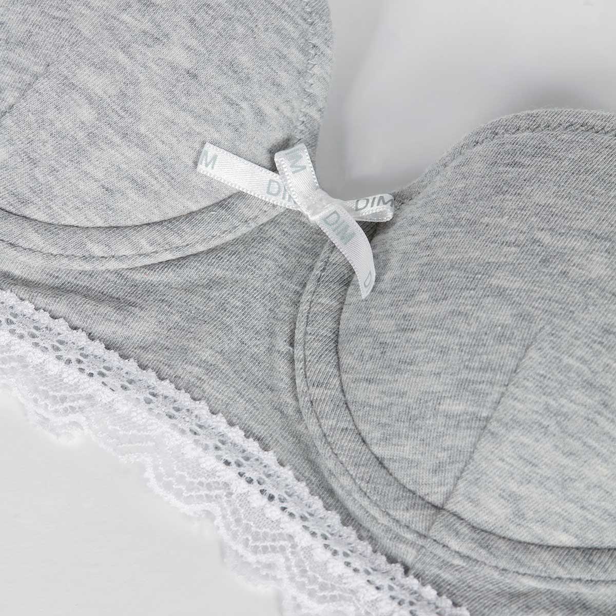 Soutien-gorge fille à coques moulées en coton stretch Gris Dim Trendy - Image 3