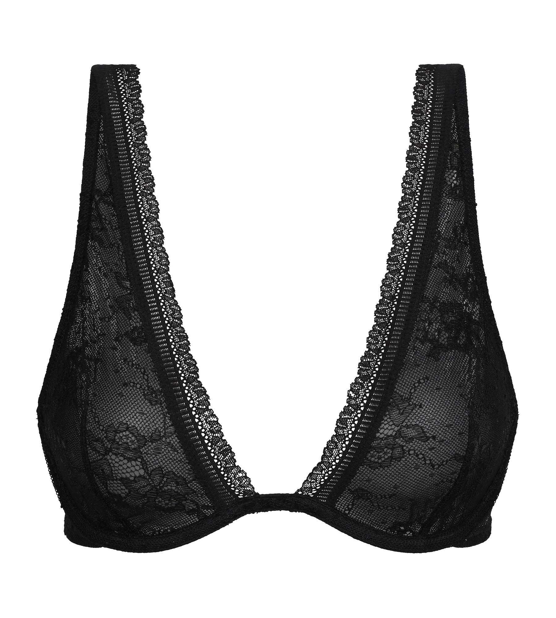 Soutien-gorge foulard à armatures en dentelle florale Noir Dim Romance - Image 5