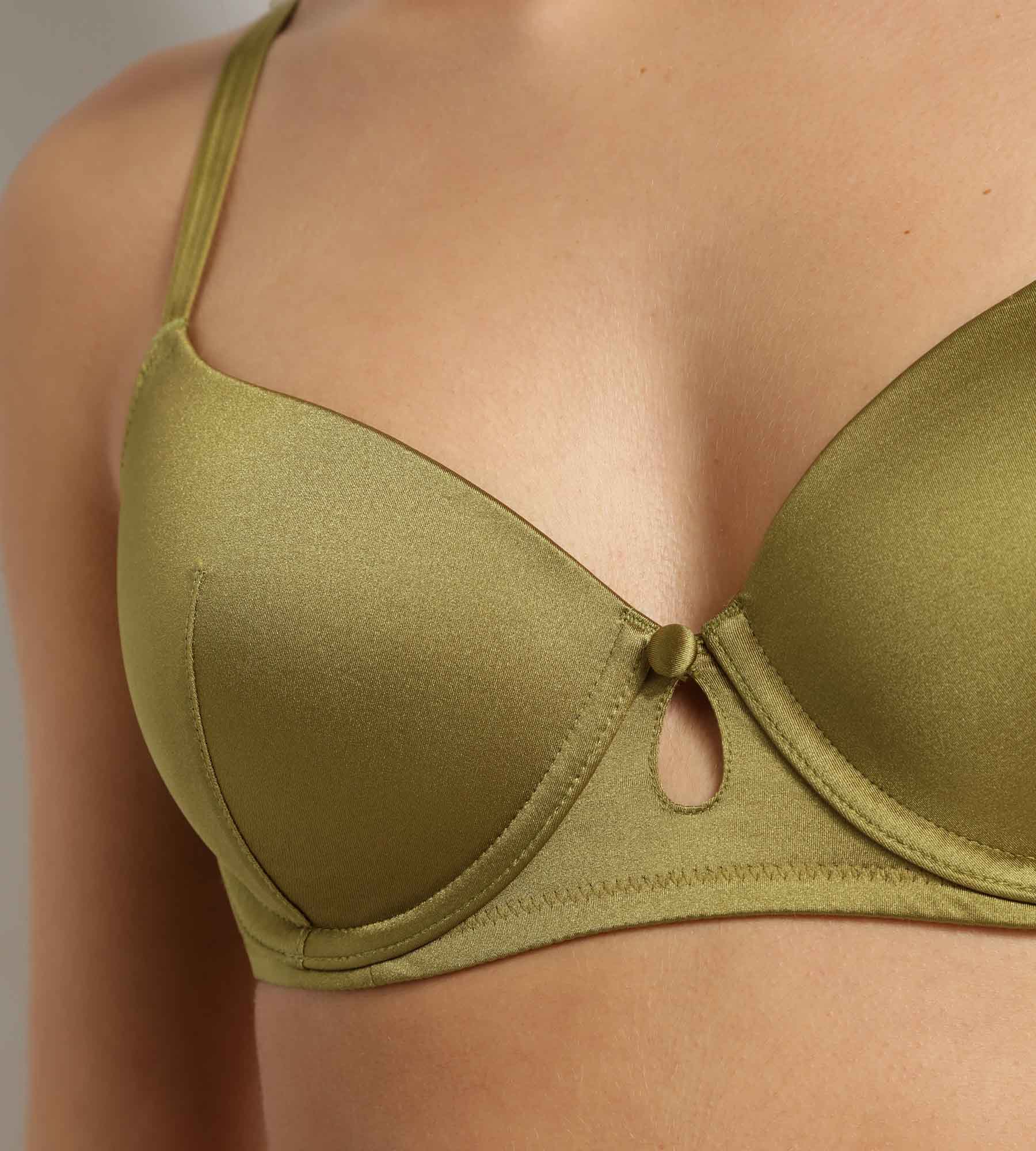 Soutien-gorge paddé à armatures Vert Kaki Silk Radiance - Image 6