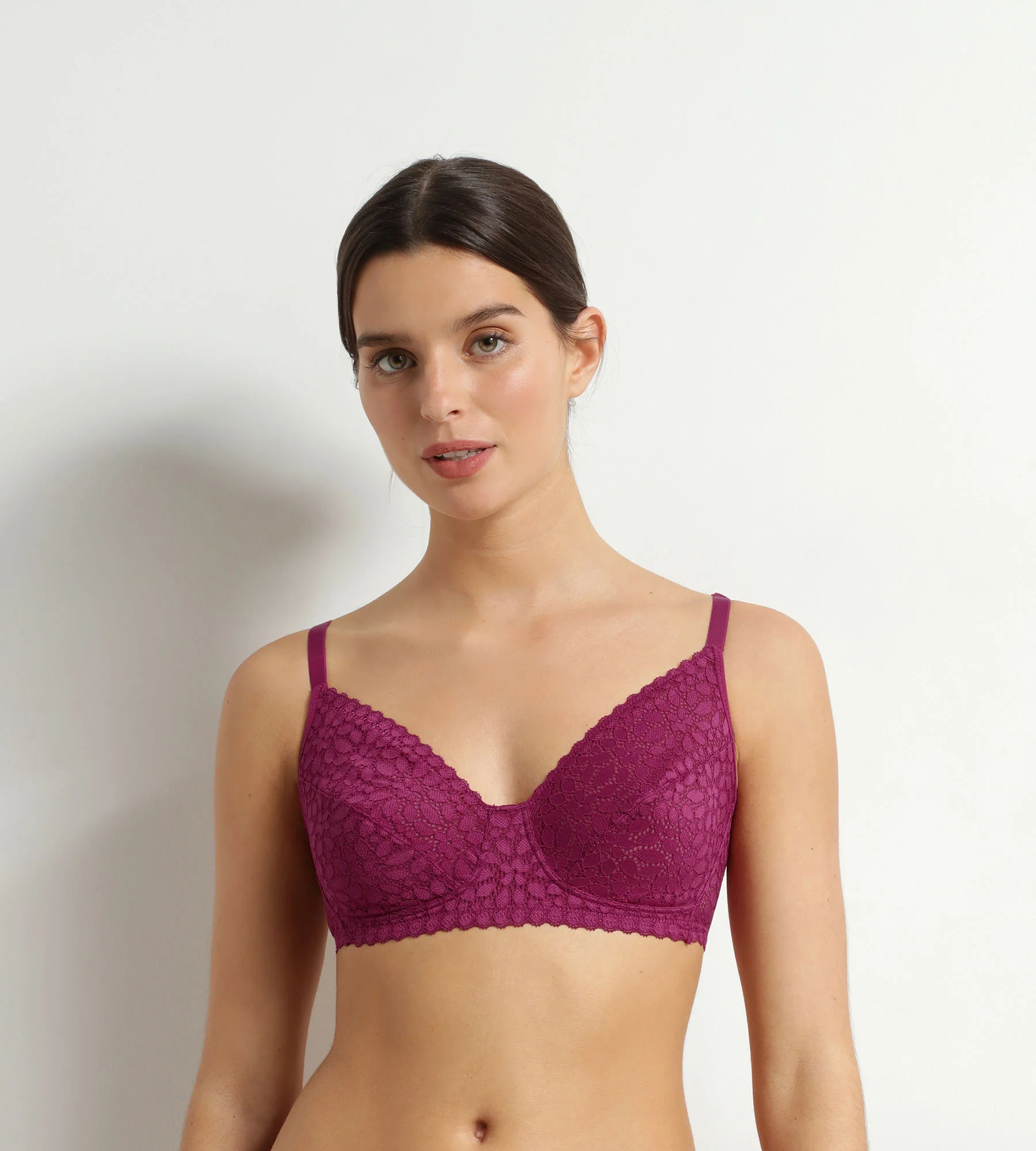 Soutien-gorge sans armatures en dentelle florale fruits rouges Daily Dentelle