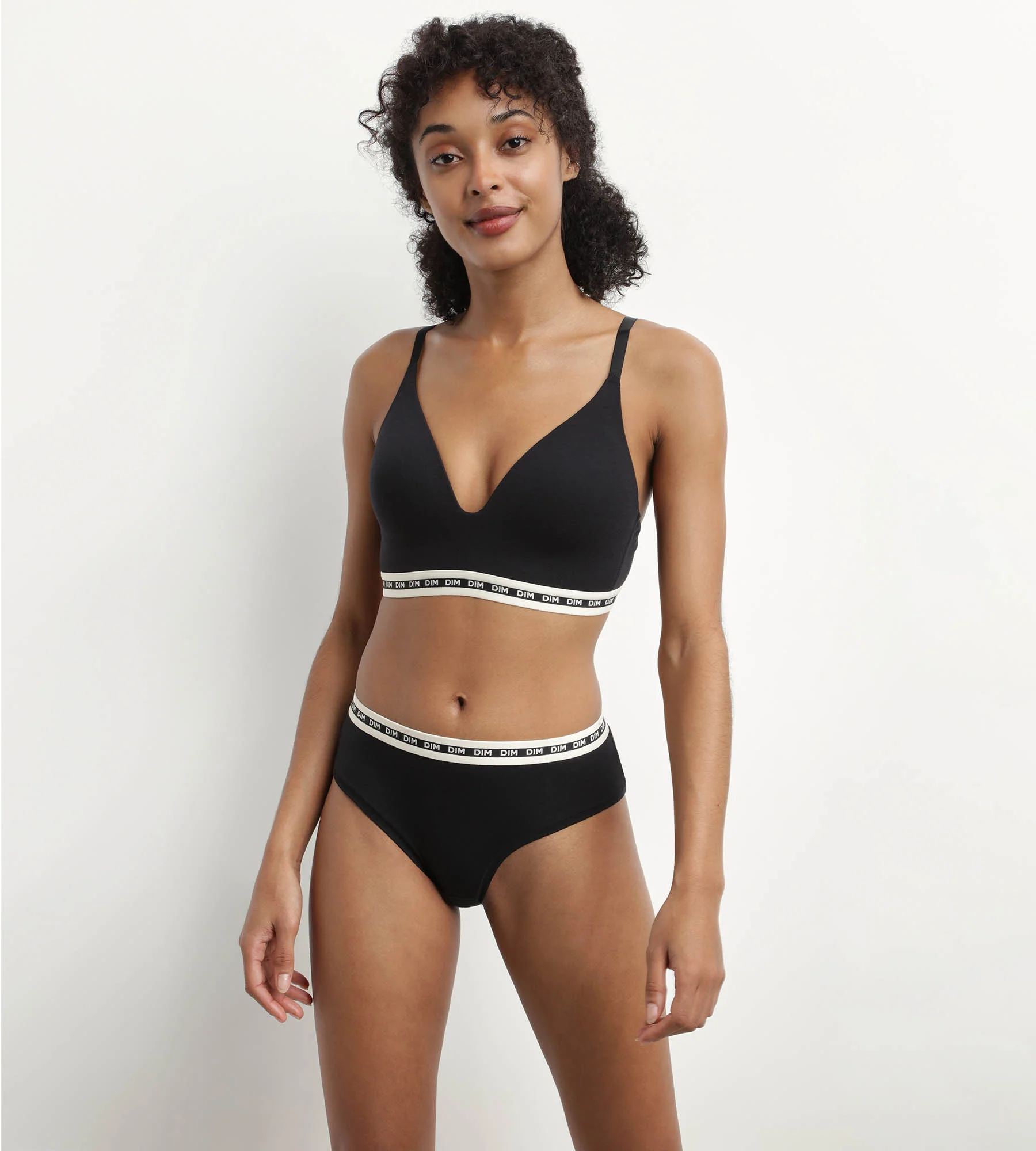 Soutien-gorge triangle en coton modal Noir à bonnets moulés Dim Icons - Image 3