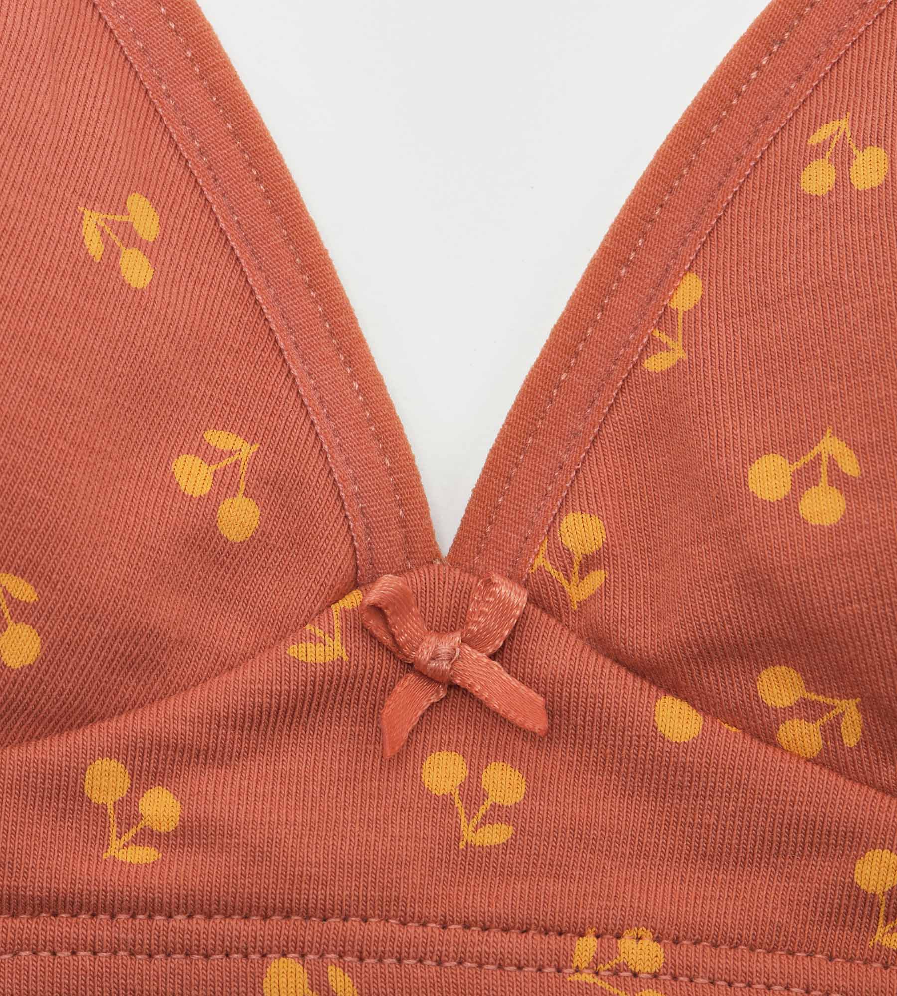 Soutien-gorge triangle fille motif cerise Jaune Les Pockets - Image 3