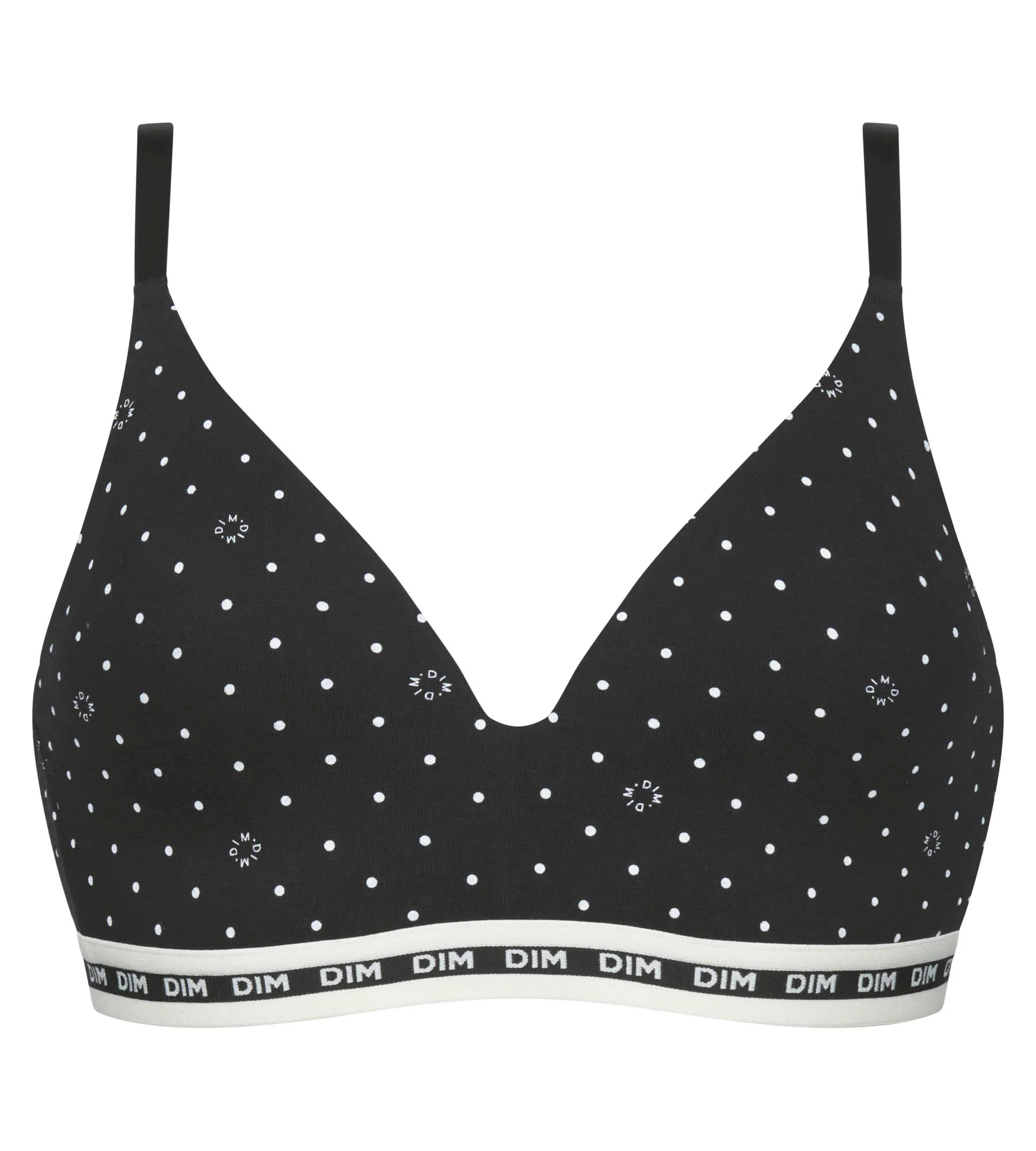 Soutien-gorge triangle paddé en coton modal Noir à pois Dim Icons - Image 5