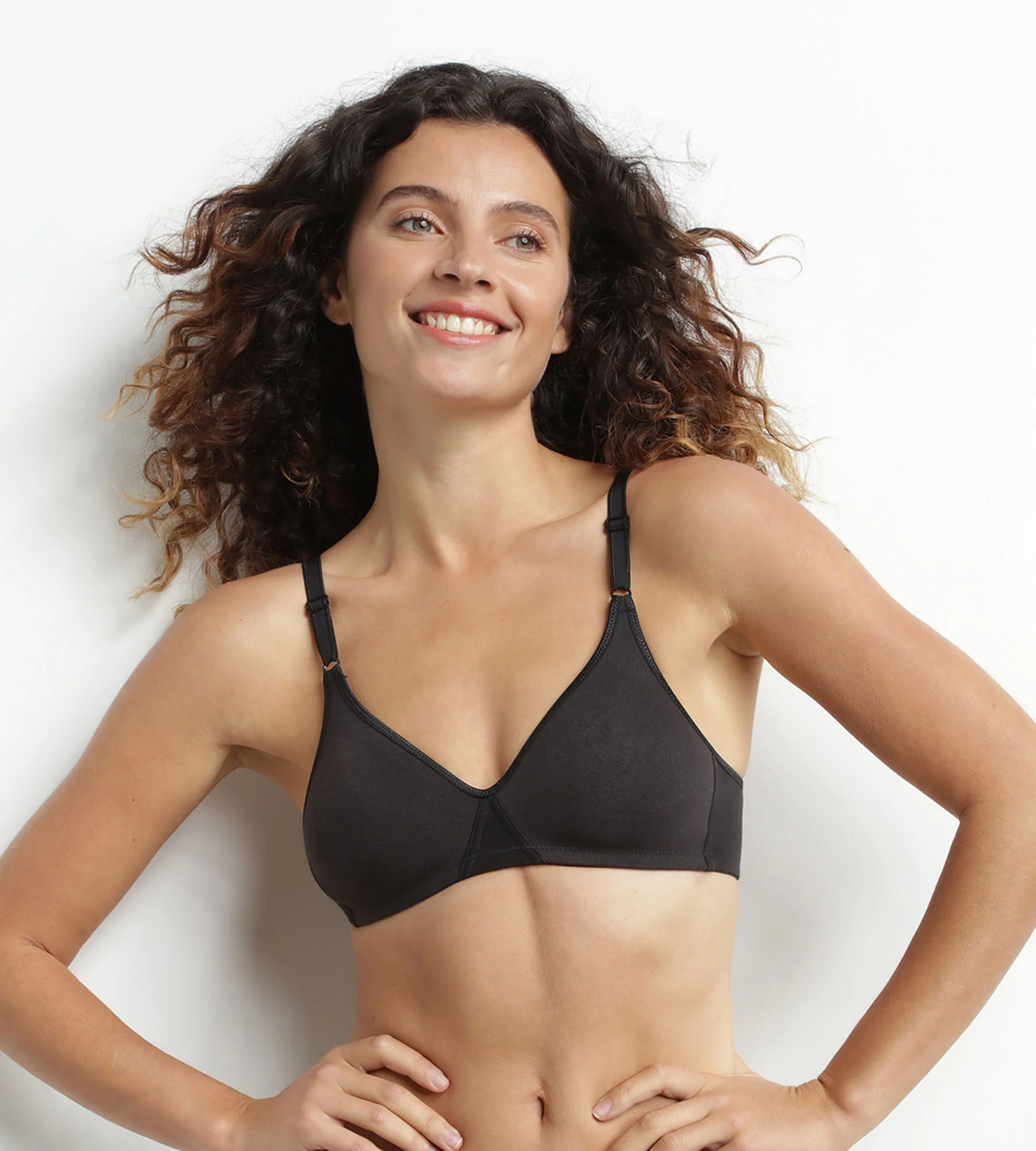 Soutien-gorge triangle sans armature en coton Noir Dim Daily
