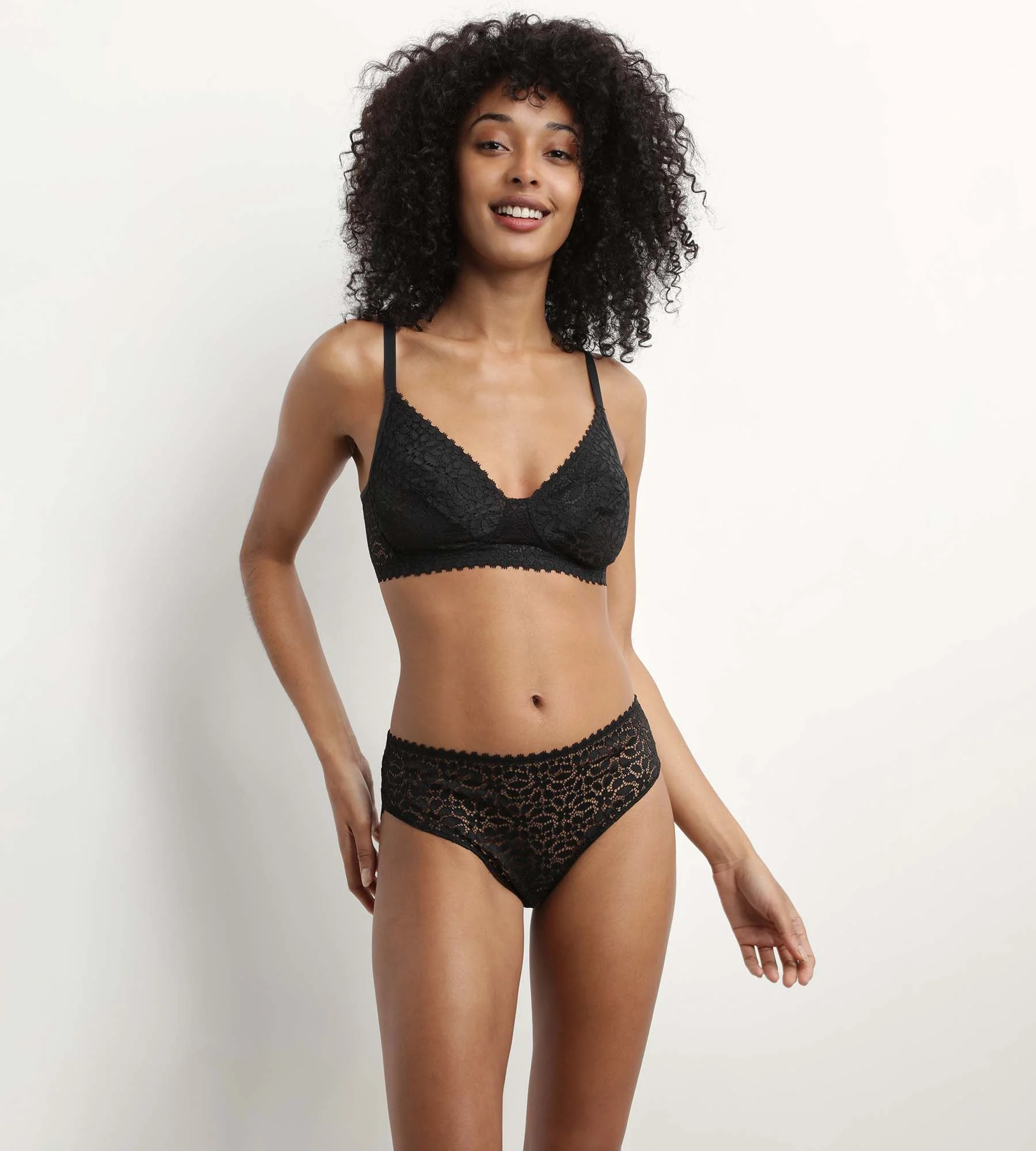 Soutien-gorge triangle sans armature motif floral Noir Daily Dentelle - Image 3