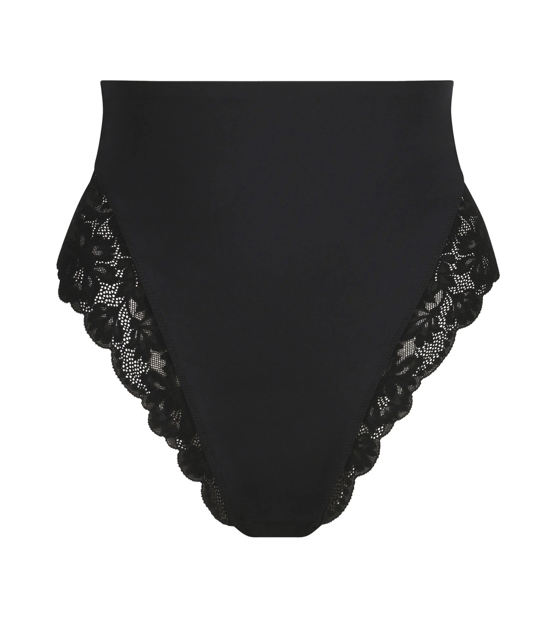 String galbant taille haute microfibre et dentelle Noir Dim Silhouette Elegance - Image 5