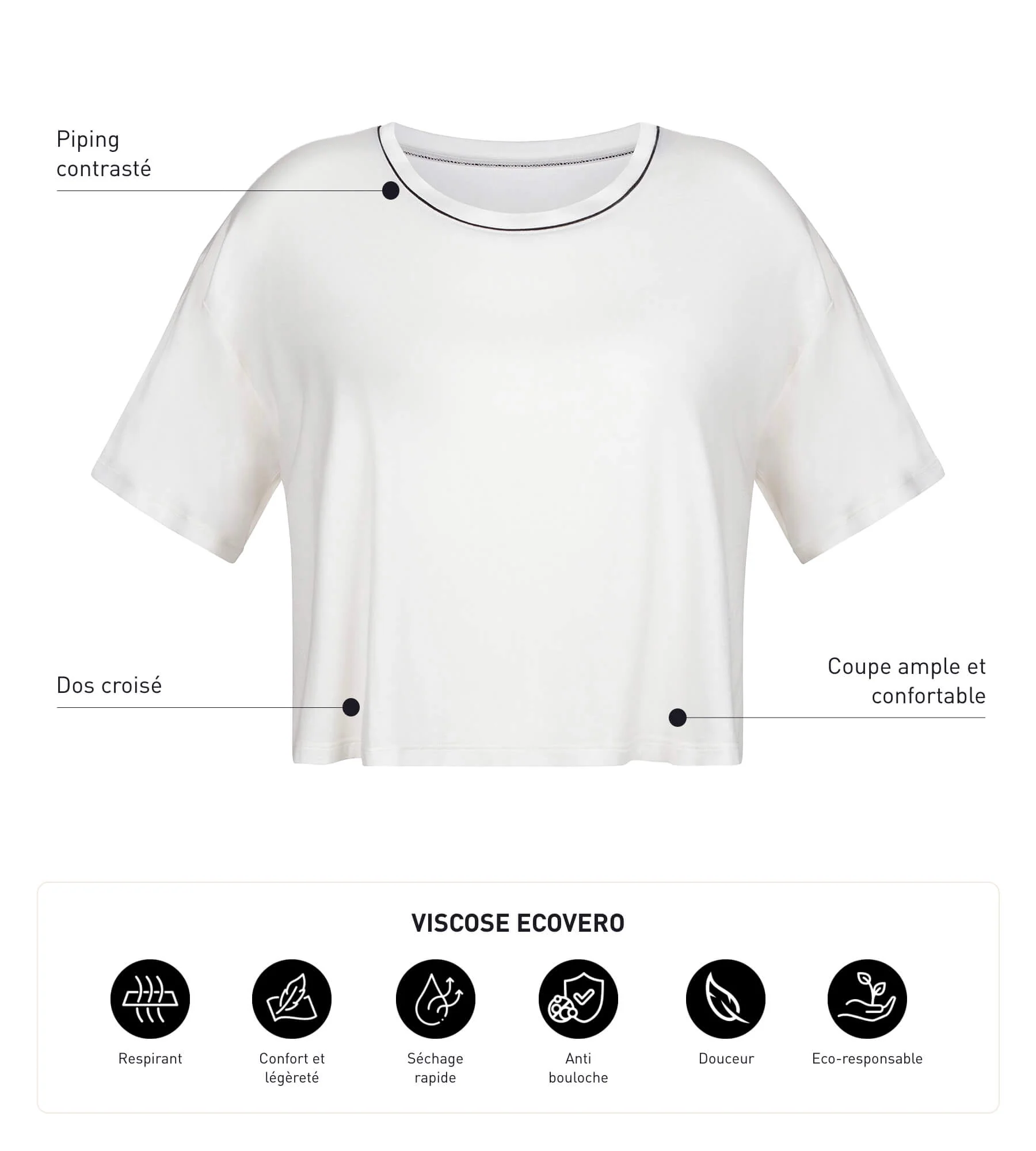 T-shirt de sport femme avec dos ouvert en viscose Écrue Dim Move - Image 5